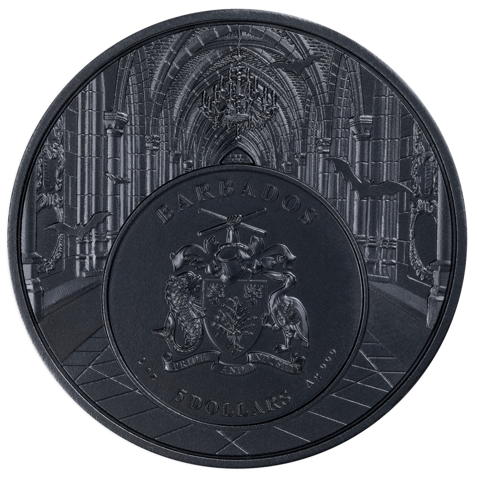 Barbade - Pièce 5 Dollars 2 onces argent Antique - Dracula – Image 2