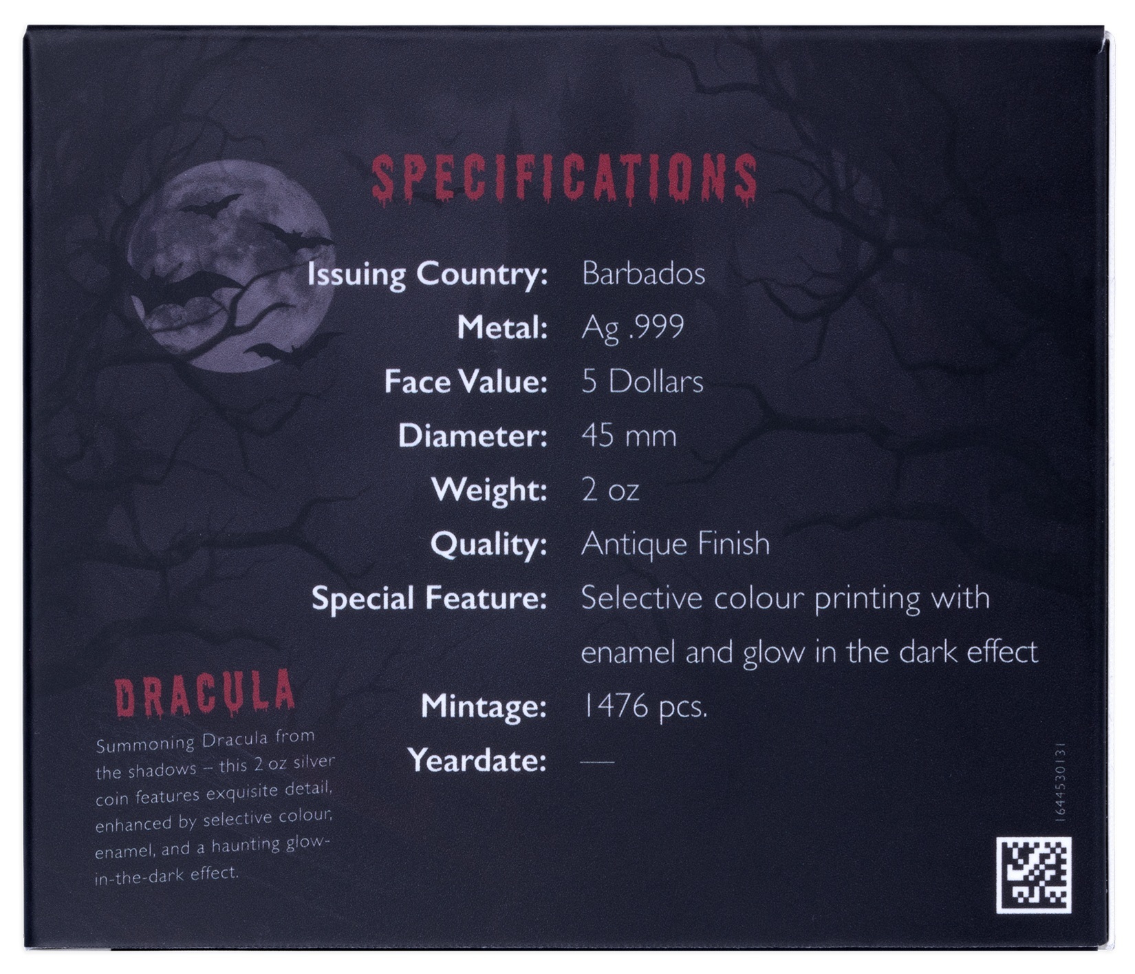 Barbade - Pièce 5 Dollars 2 onces argent Antique - Dracula – Image 5