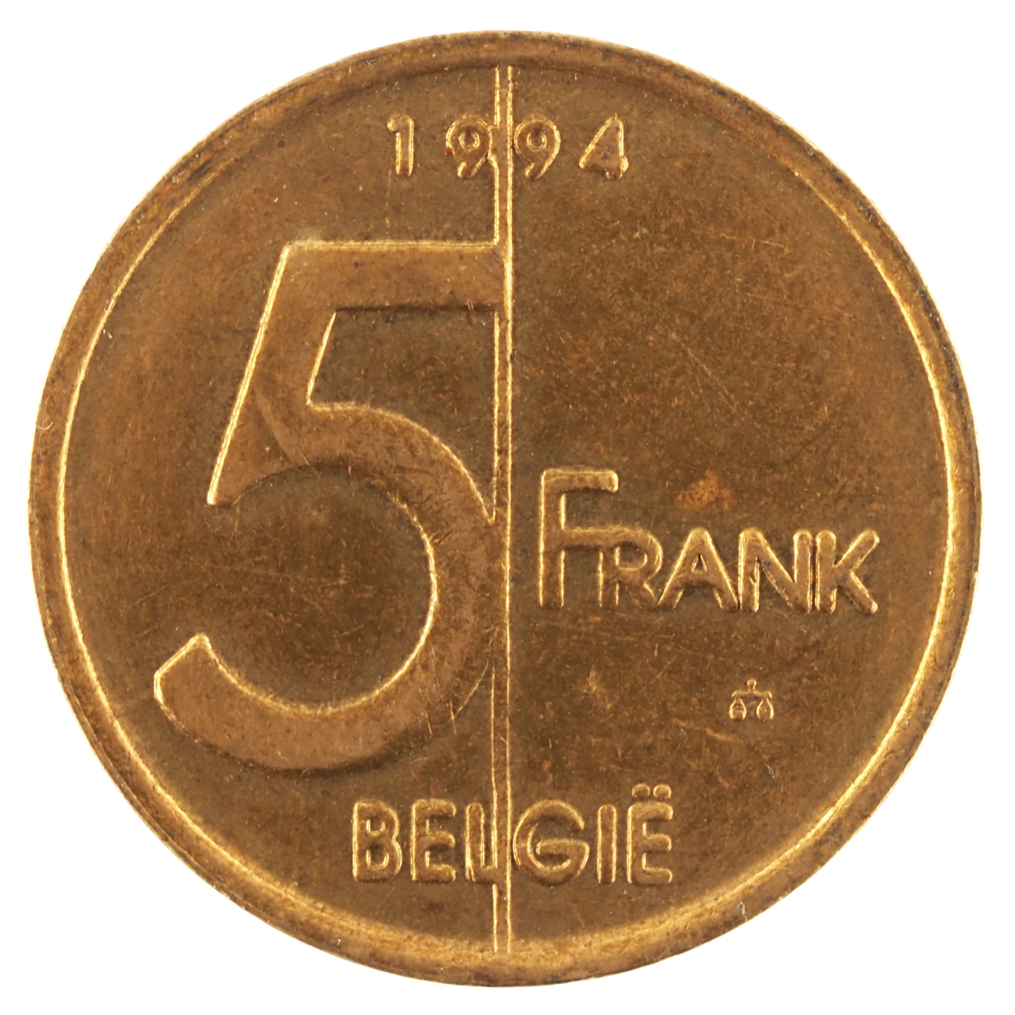 Belgique - Pièce 5 Frank 1994 bronze-aluminium - Albert II, nom du pays émetteur en néerlandais