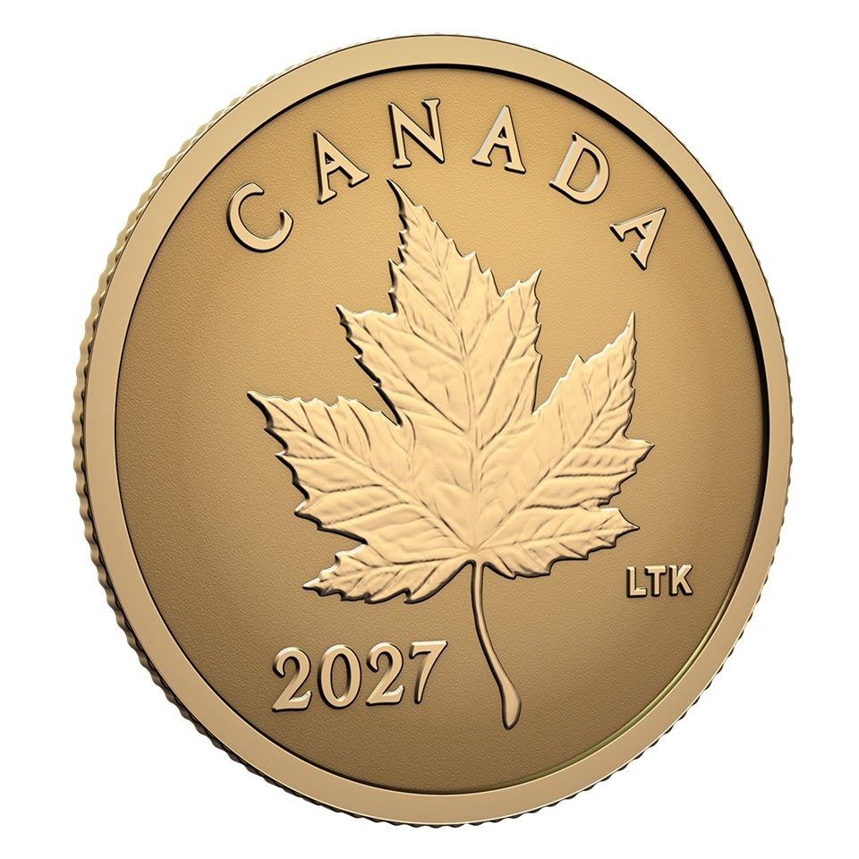 Canada - Pièce 1 Dollar 2027 or BE inversé - Feuille d’érable emblématique – Image 4