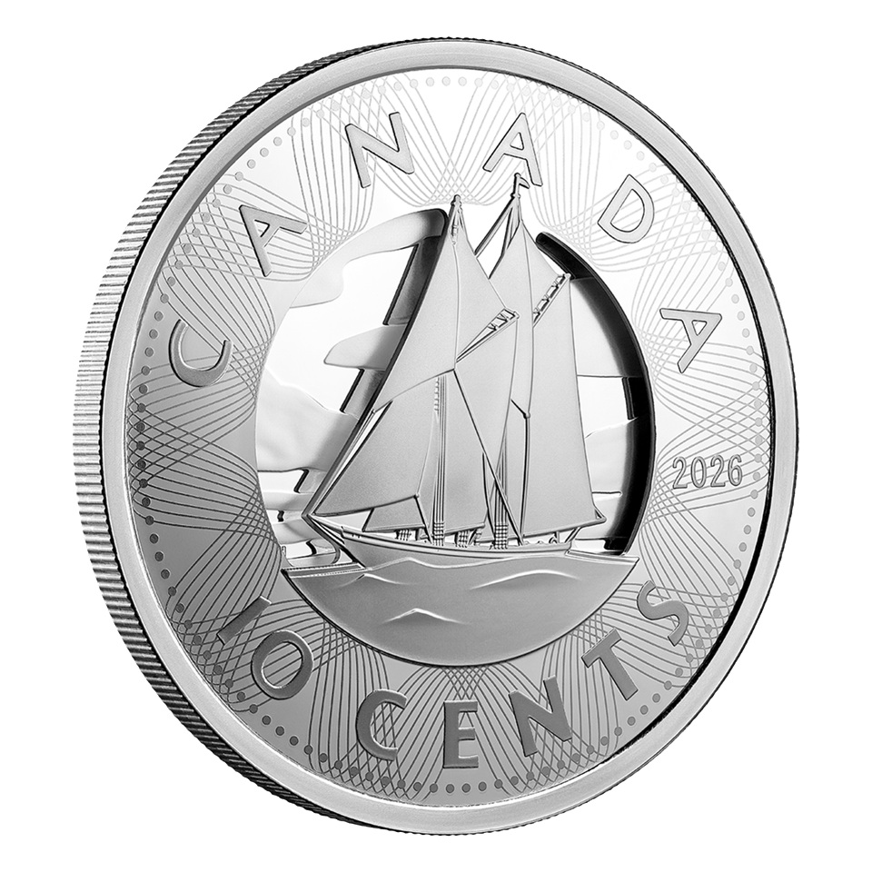 Canada - Pièce 10 Cents 2026 argent BE - Bluenose à relief multiple – Image 4
