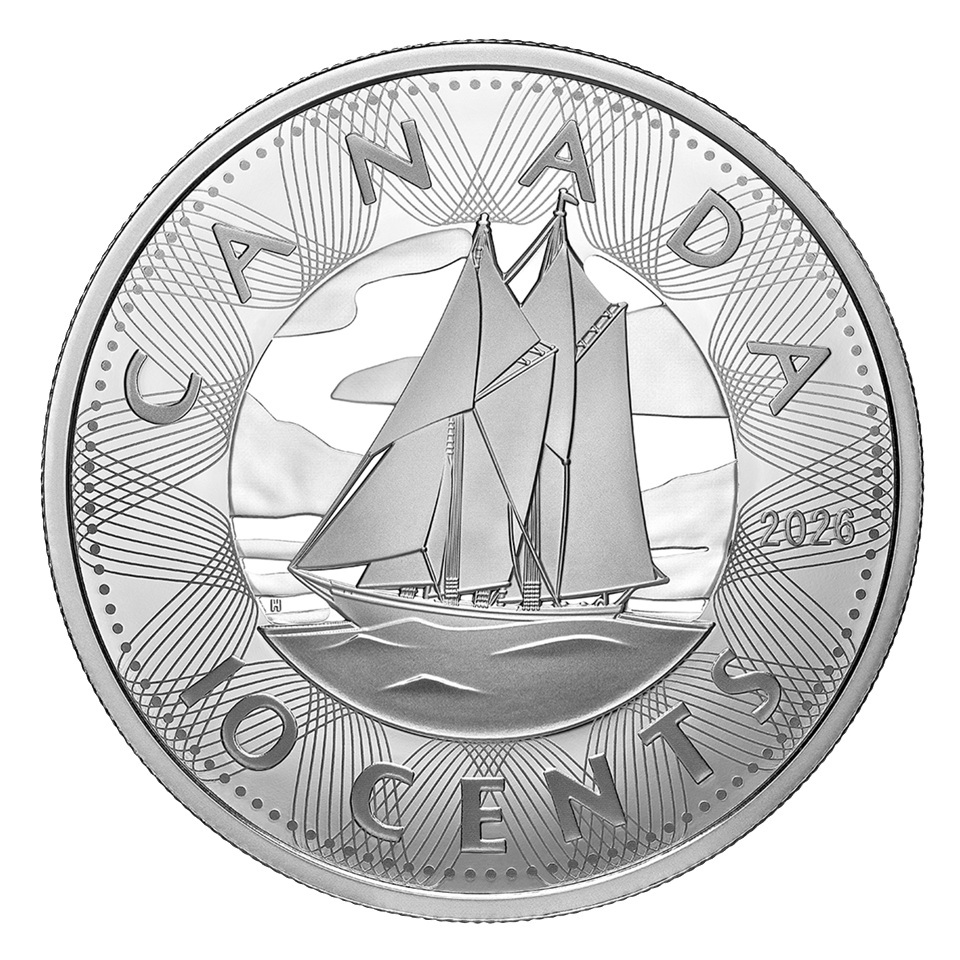 Canada - Pièce 10 Cents 2026 argent BE - Bluenose à relief multiple