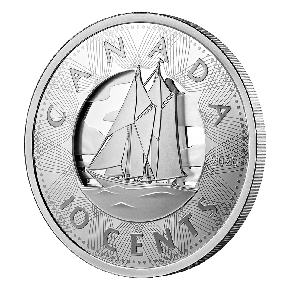 Canada - Pièce 10 Cents 2026 argent BE - Bluenose à relief multiple – Image 3