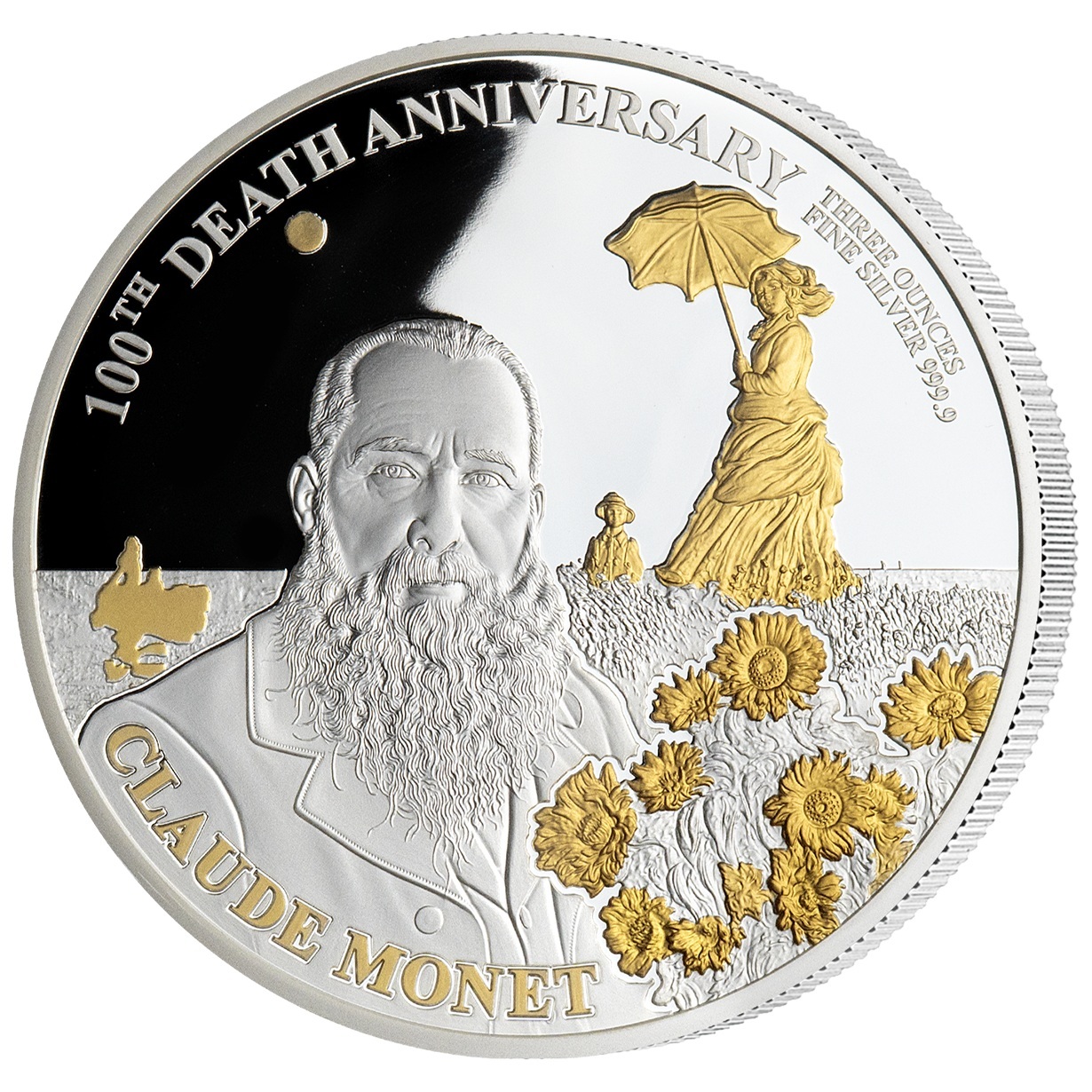Djibouti - Pièce 200 Francs 3 onces argent BE - Claude Monet