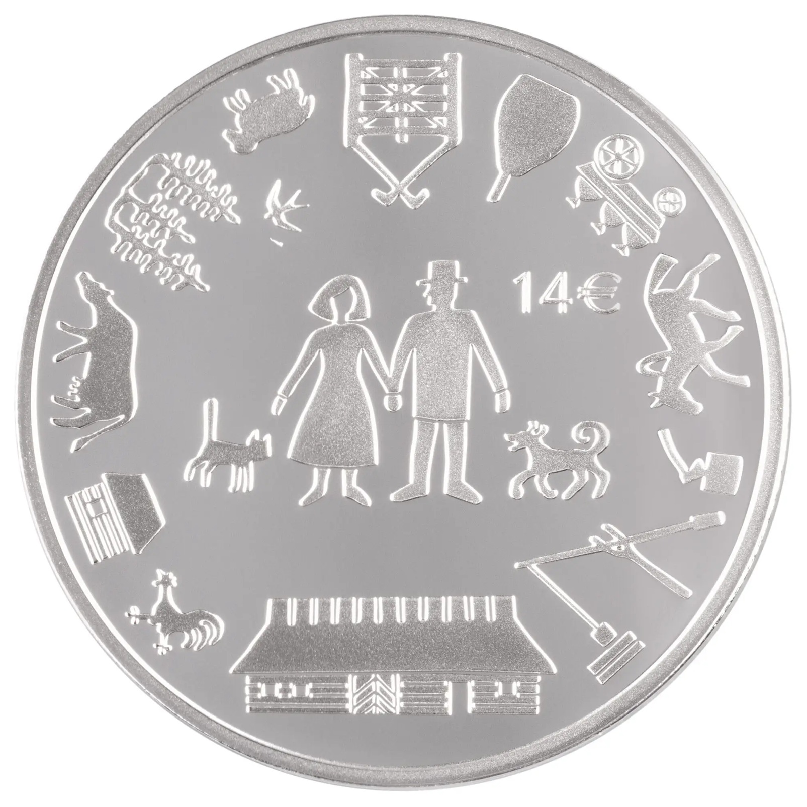 Estonie - Pièce 14 Euro 2023 argent BE - Couple de fermiers estoniens
