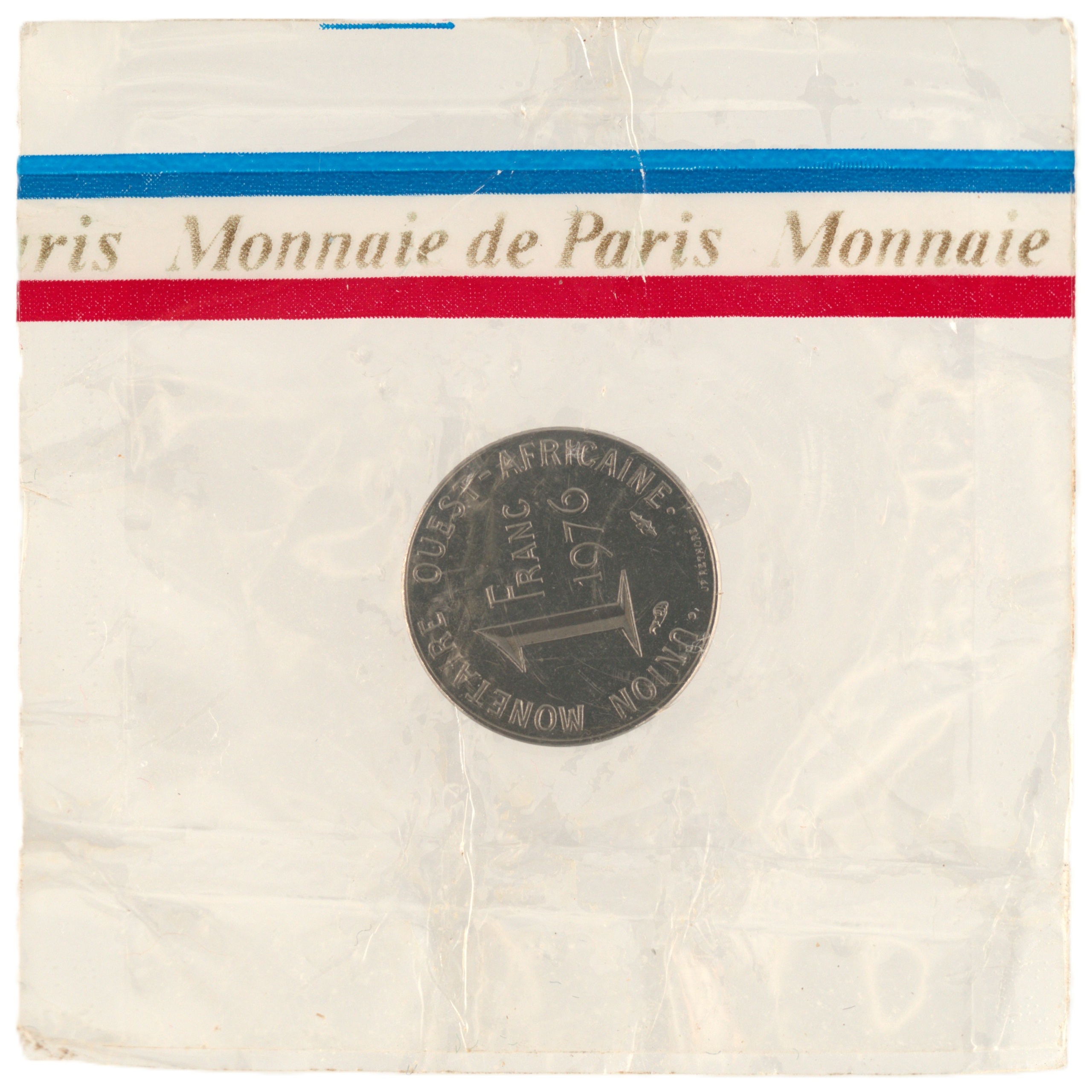 Etats de l'Afrique de l'Ouest - Pièce essai 1 Franc 1976 acier - Masque au poisson-scie