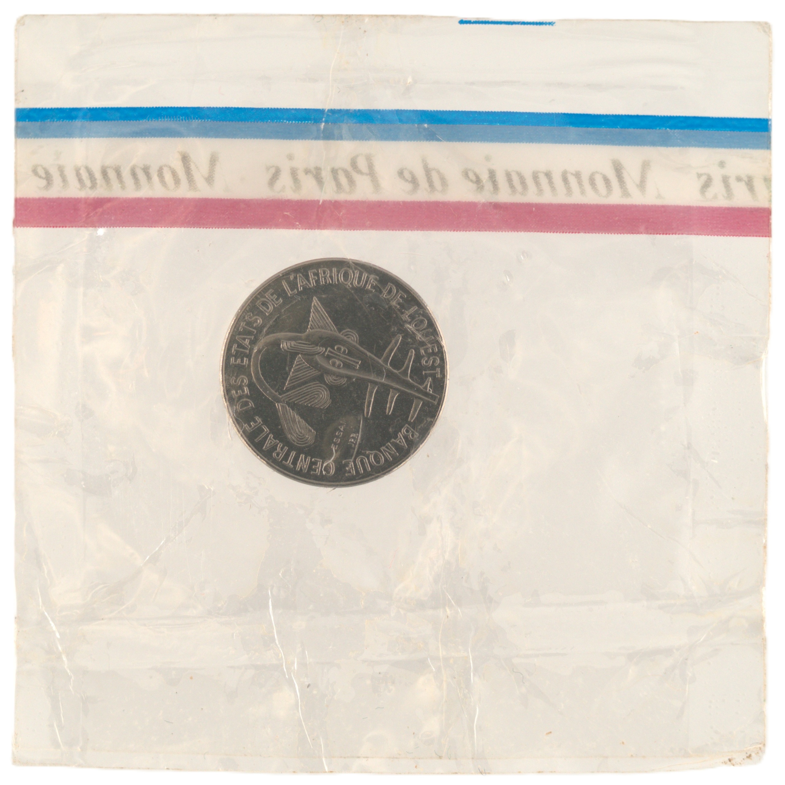 Etats de l'Afrique de l'Ouest - Pièce essai 1 Franc 1976 acier - Masque au poisson-scie – Image 2