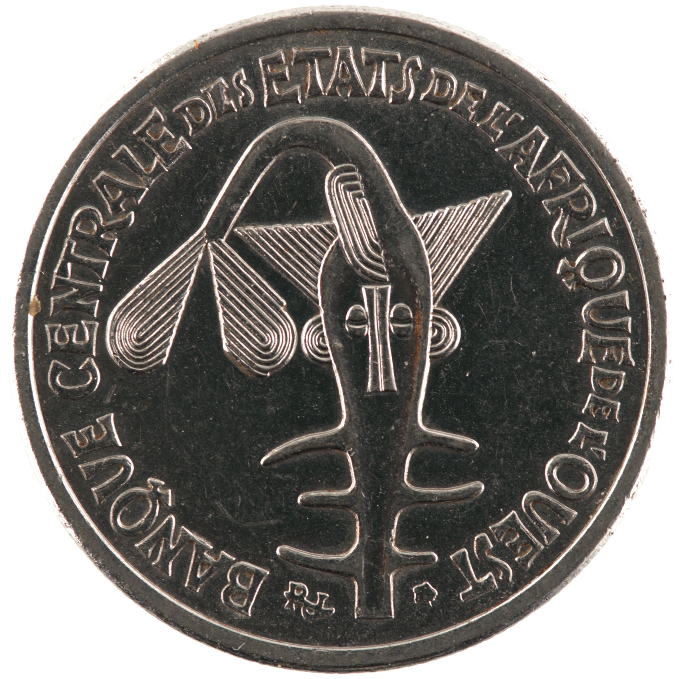 Etats de l'Afrique de l'Ouest - Pièce 50 Francs 2021 acier plaqué nickel - Masque au poisson-scie – Image 2