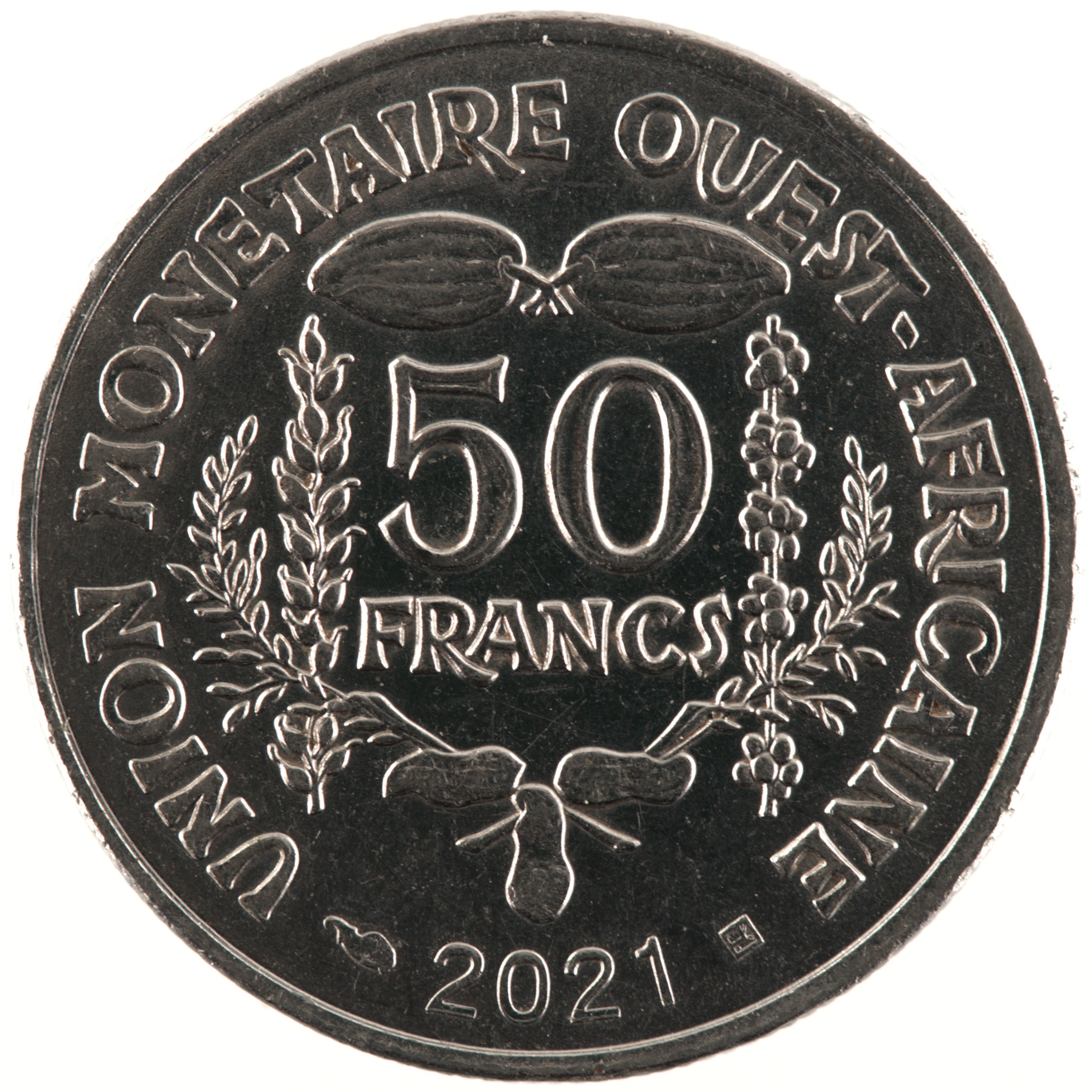 Etats de l'Afrique de l'Ouest - Pièce 50 Francs 2021 acier plaqué nickel - Masque au poisson-scie