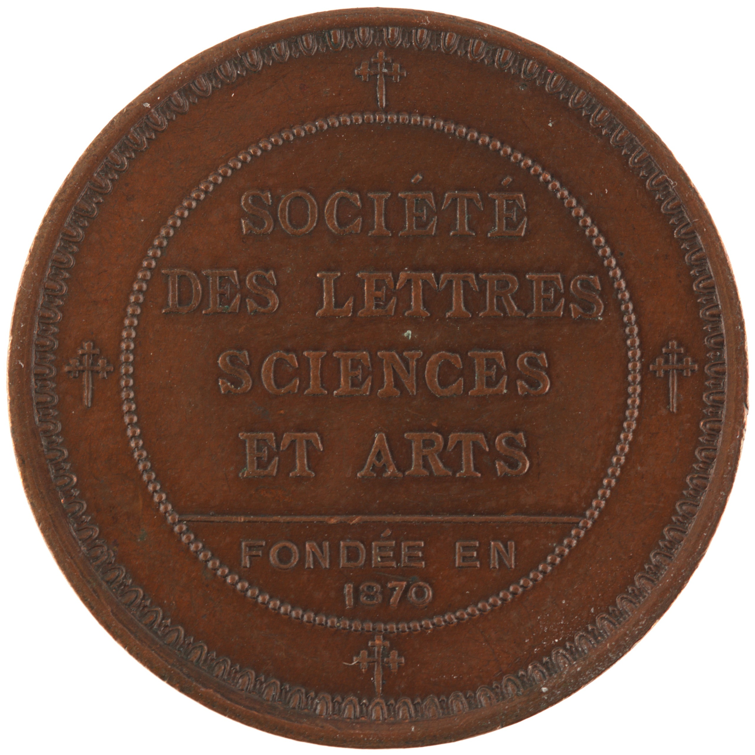 France - Jeton 1870 cuivre - Société des Lettres, Sciences et Arts de Bar-le-Duc