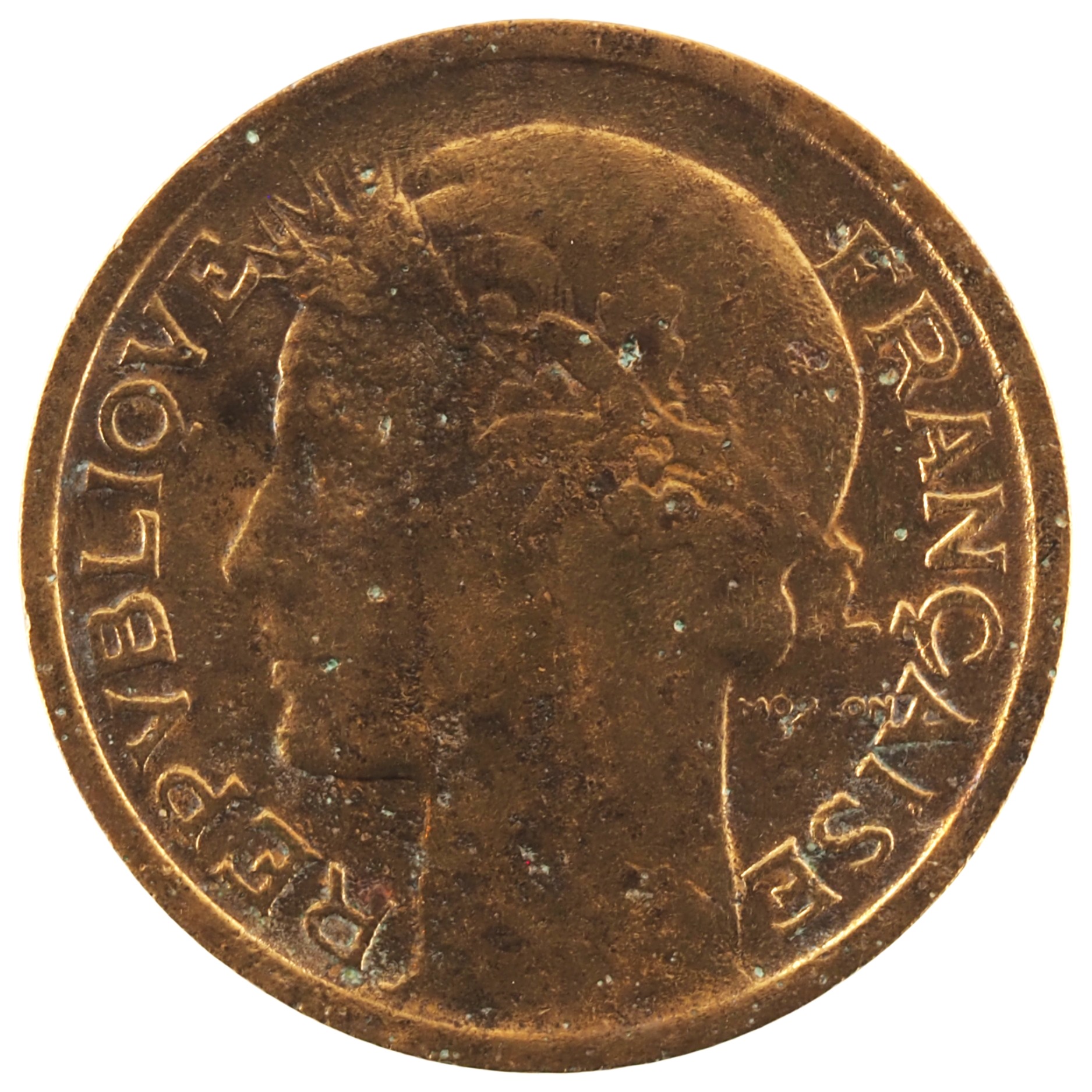 France - Pièce 1 Franc 1938 bronze-aluminium - Morlon – Image 2