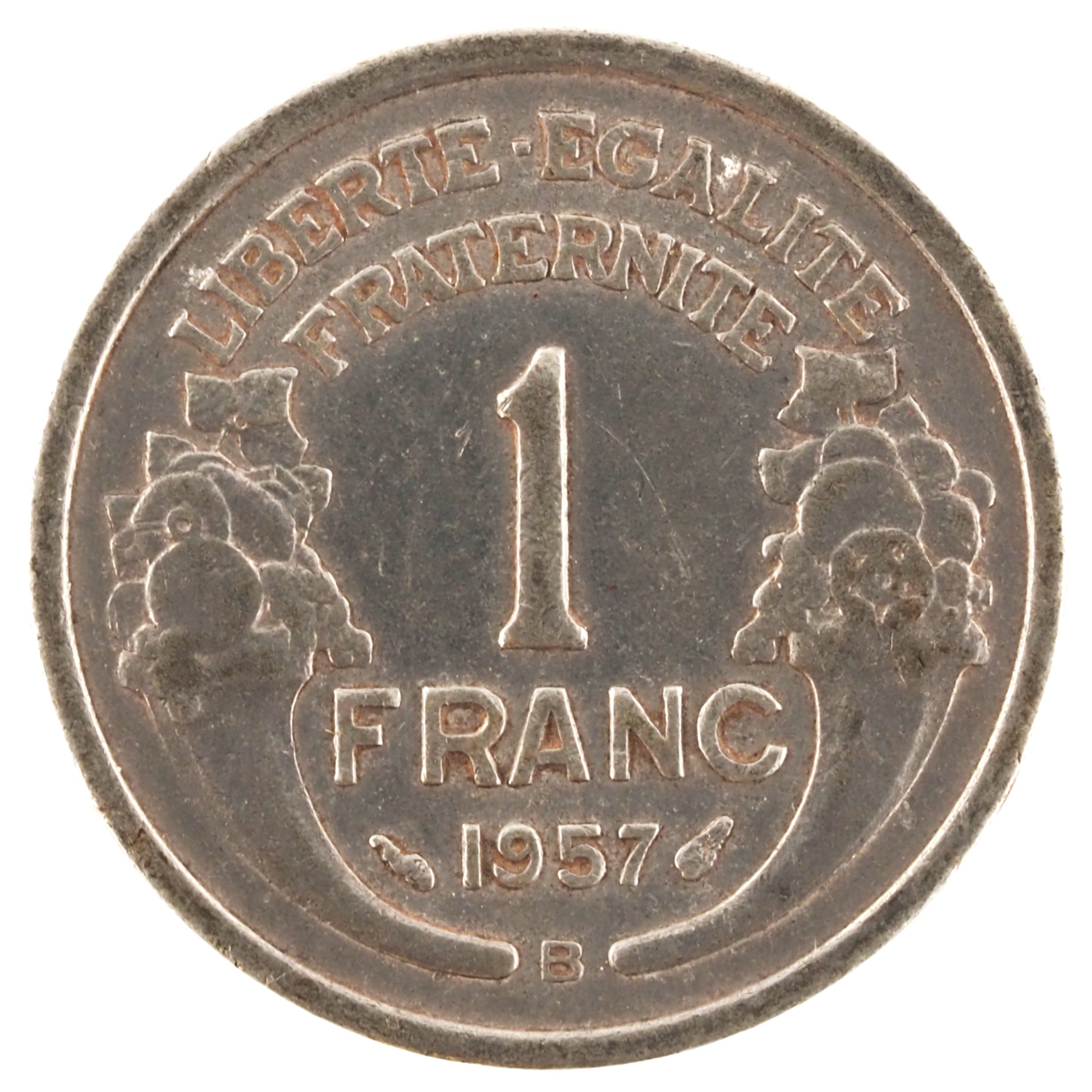France - Pièce 1 Franc 1957 B aluminium - Morlon, légère