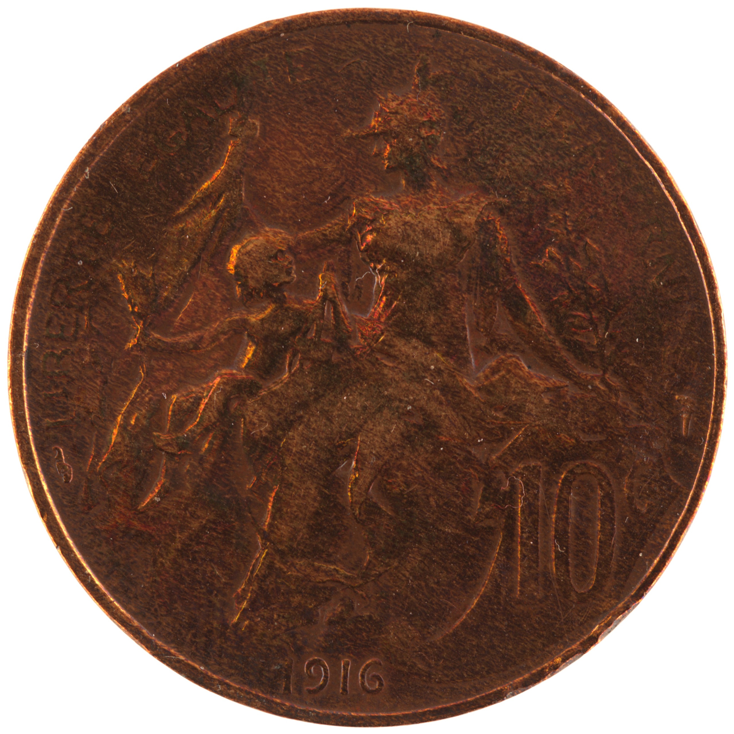 France - Pièce 10 Centimes 1916 bronze - Daniel-Dupuis