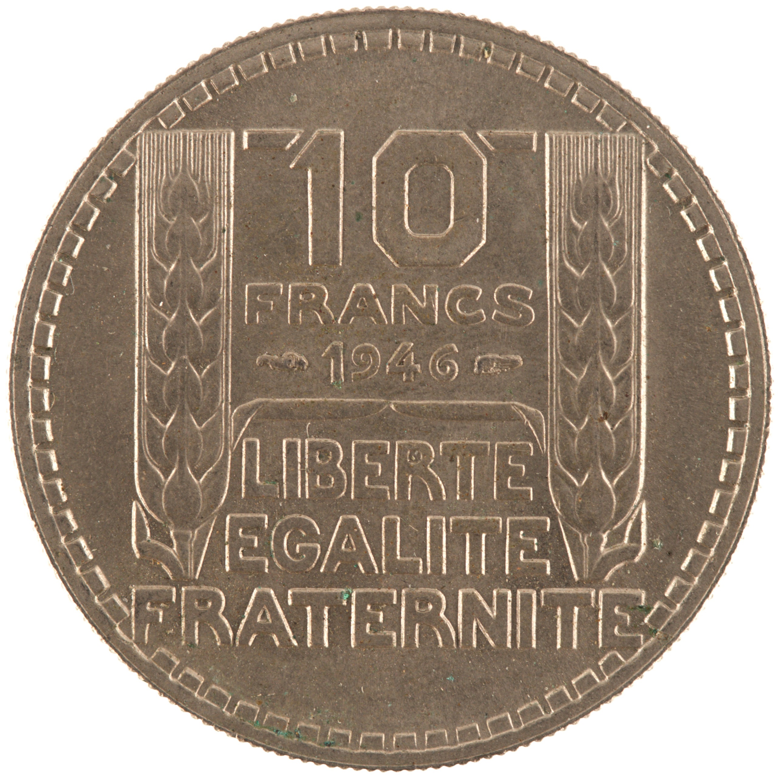 France - Pièce 10 Francs 1946 cupro-nickel - Turin, grosse tête, rameaux courts