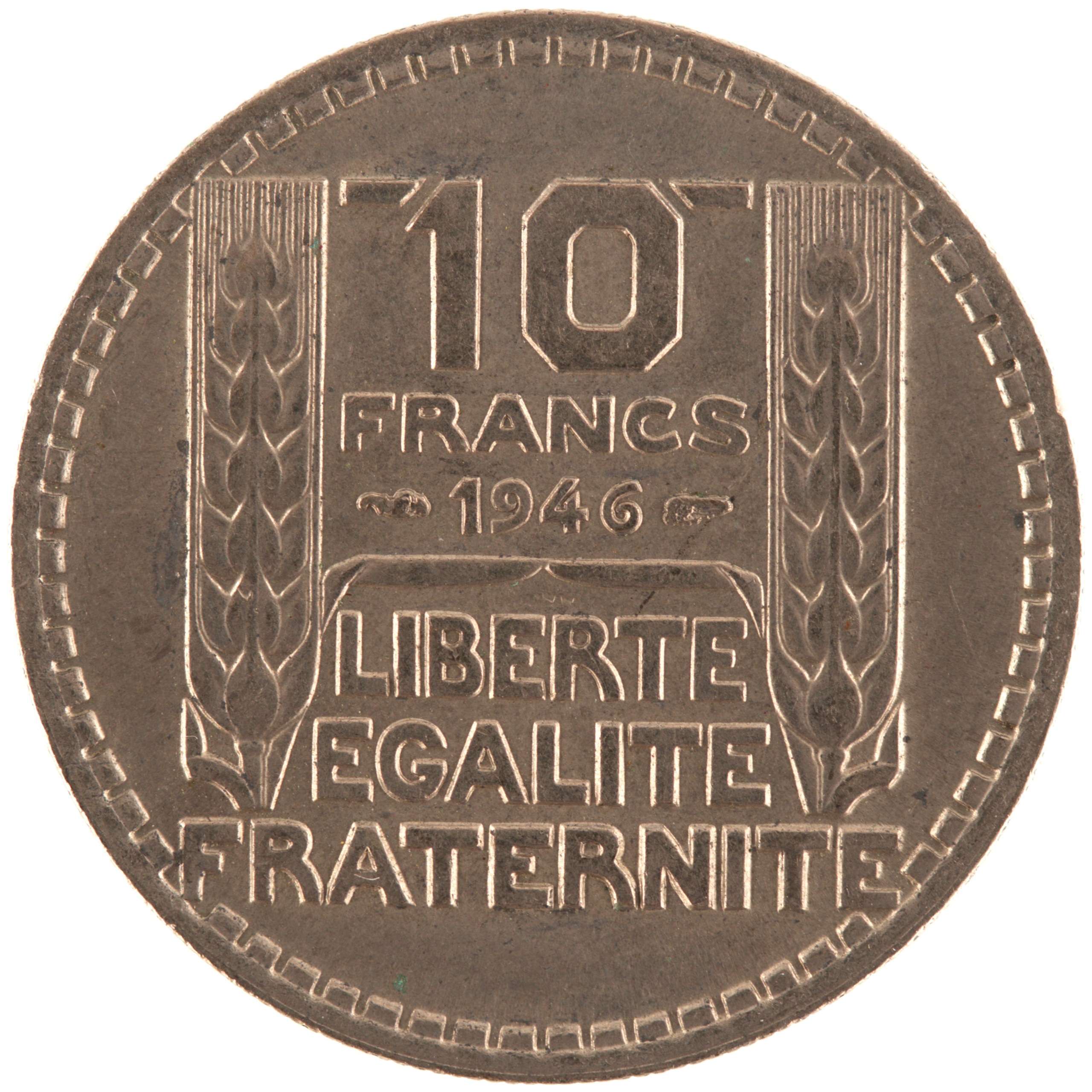 France - Pièce 10 Francs 1946 cupro-nickel - Turin, grosse tête, rameaux courts