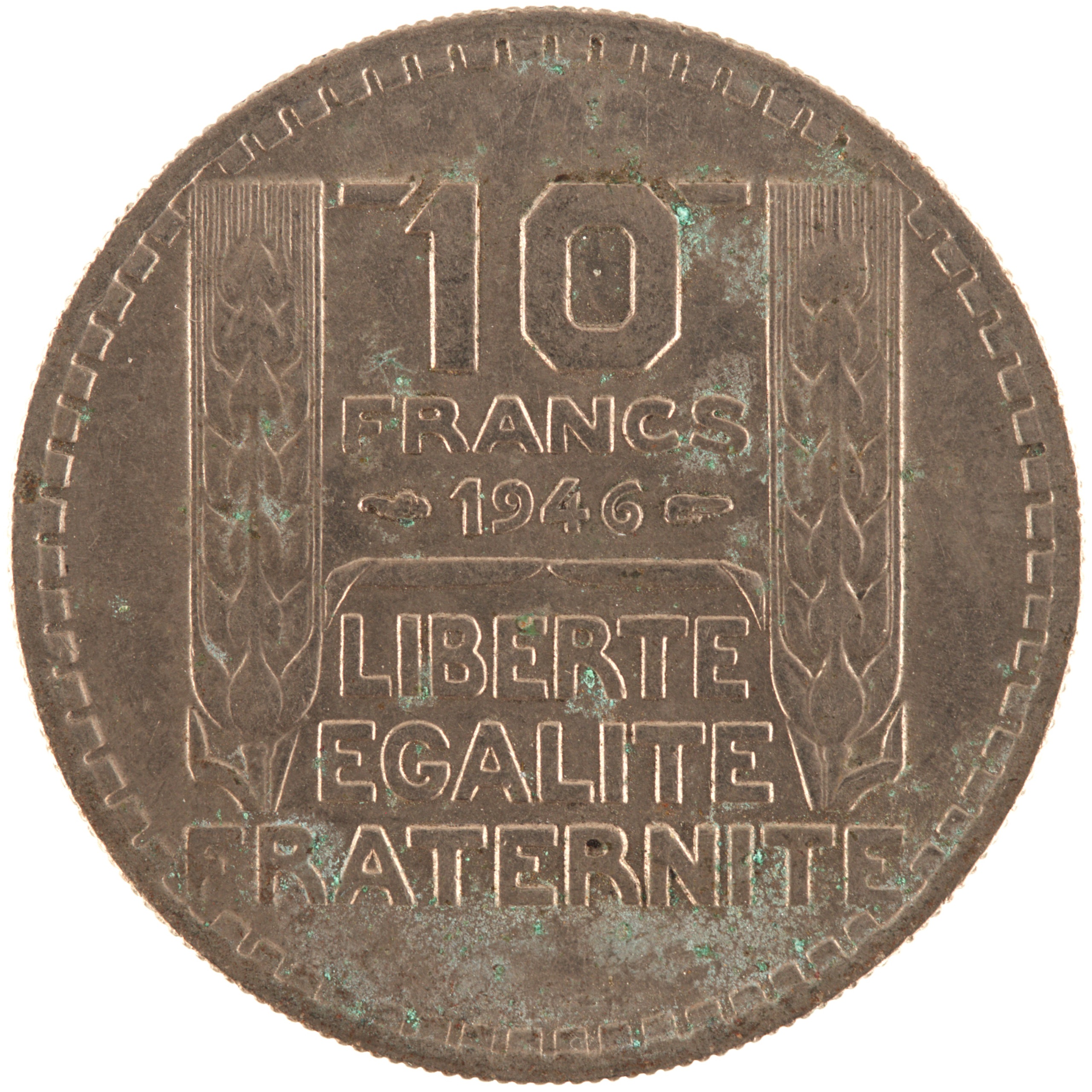 France - Pièce 10 Francs 1946 cupro-nickel - Turin, grosse tête, rameaux courts