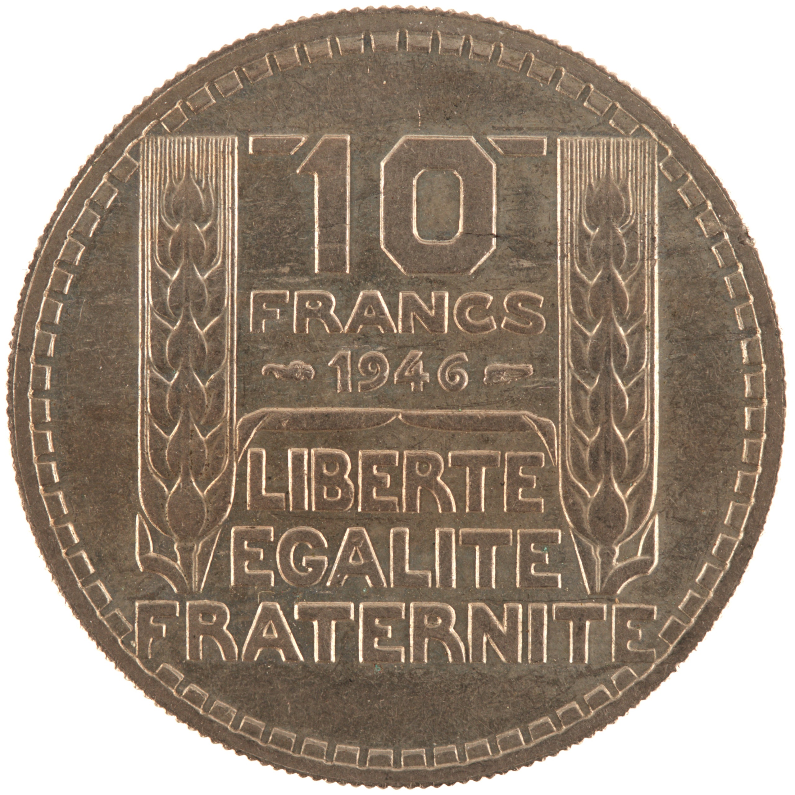 France - Pièce 10 Francs 1946 cupro-nickel - Turin, grosse tête, rameaux courts