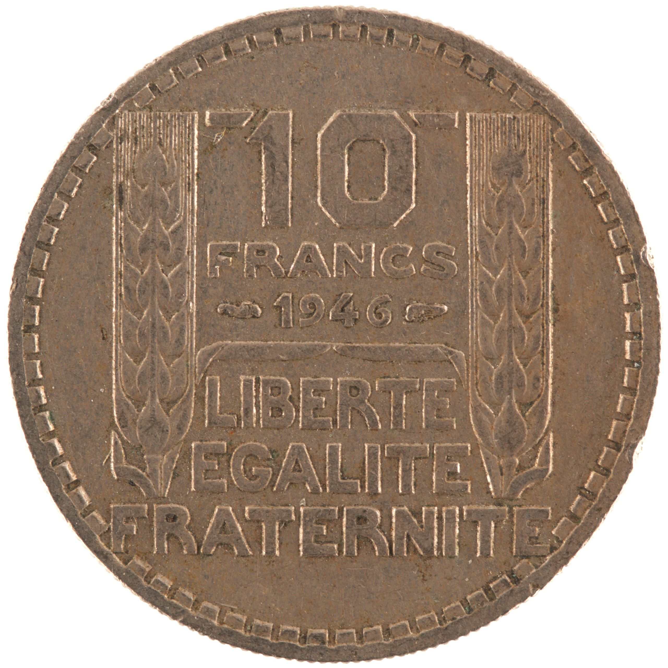 France - Pièce 10 Francs 1946 cupro-nickel - Turin, grosse tête, rameaux courts
