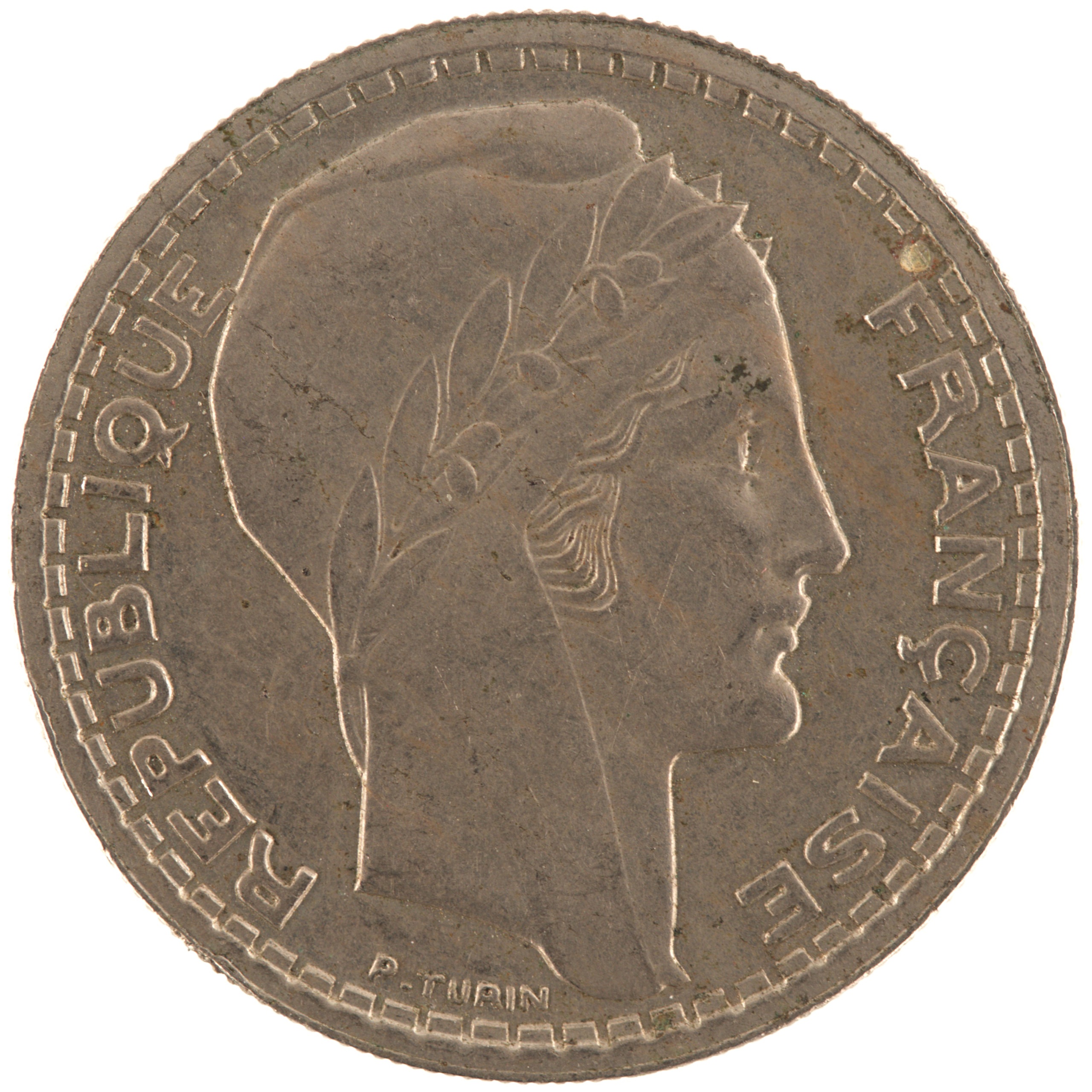France - Pièce 10 Francs 1946 cupro-nickel - Turin, grosse tête, rameaux courts – Image 2