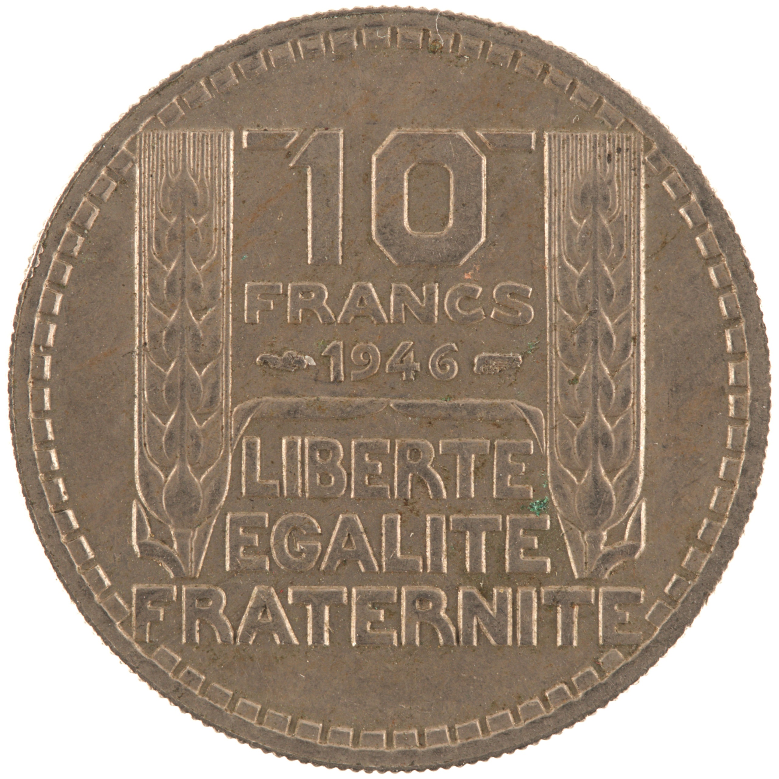 France - Pièce 10 Francs 1946 cupro-nickel - Turin, grosse tête, rameaux courts