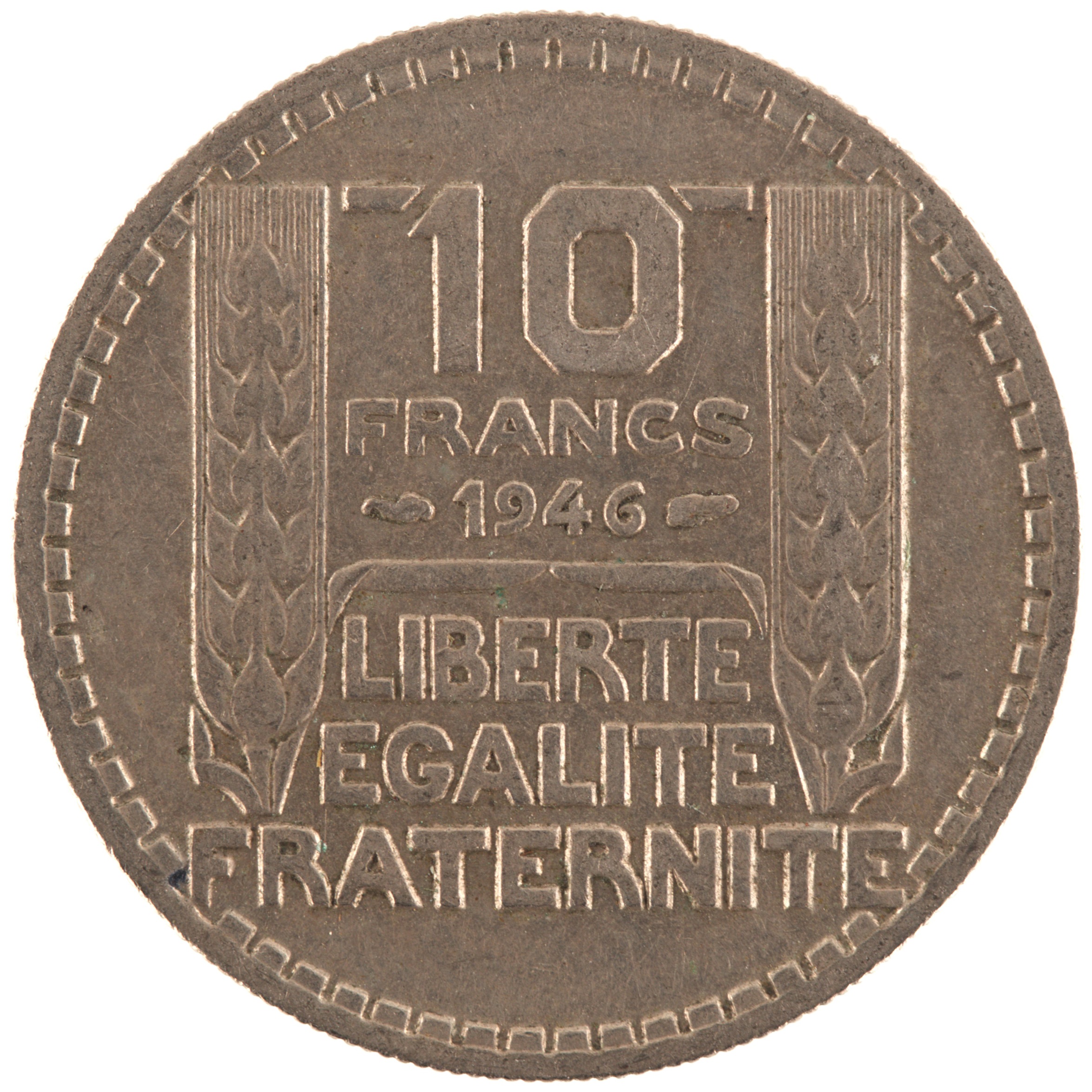 France - Pièce 10 Francs 1946 cupro-nickel - Turin, grosse tête, rameaux courts