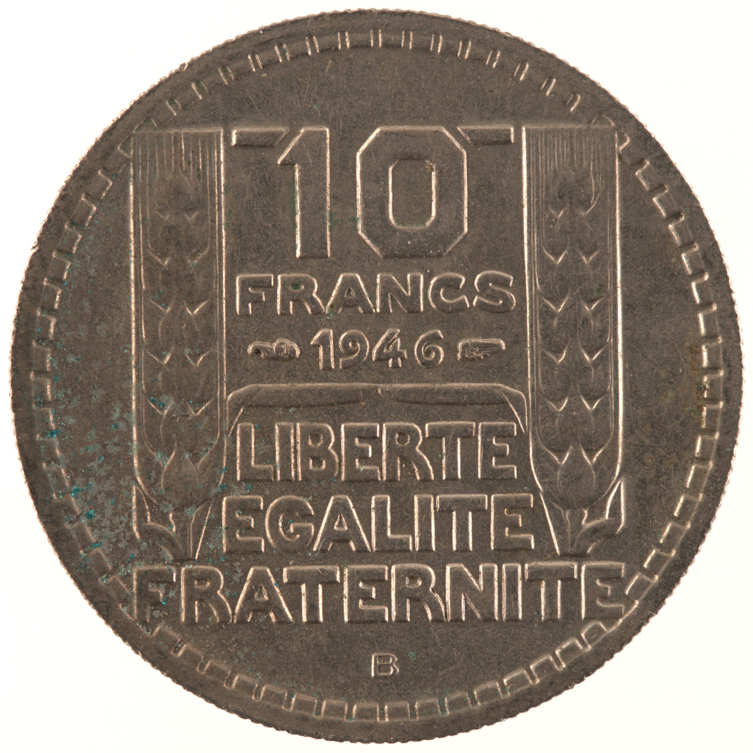 France - Pièce 10 Francs 1946 B cupro-nickel - Turin, grosse tête, rameaux courts