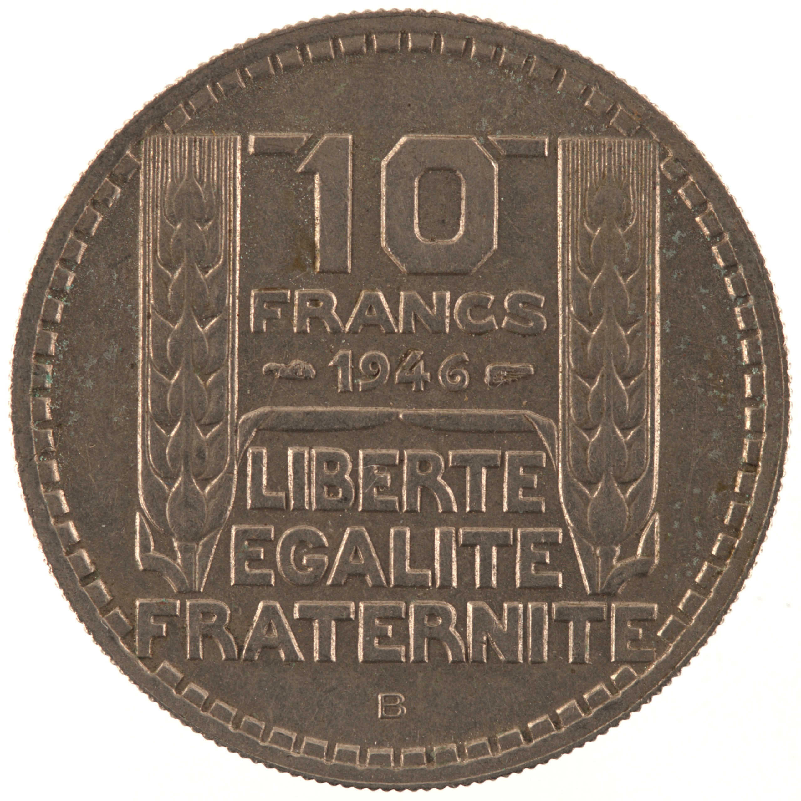 France - Pièce 10 Francs 1946 B cupro-nickel - Turin, grosse tête, rameaux courts
