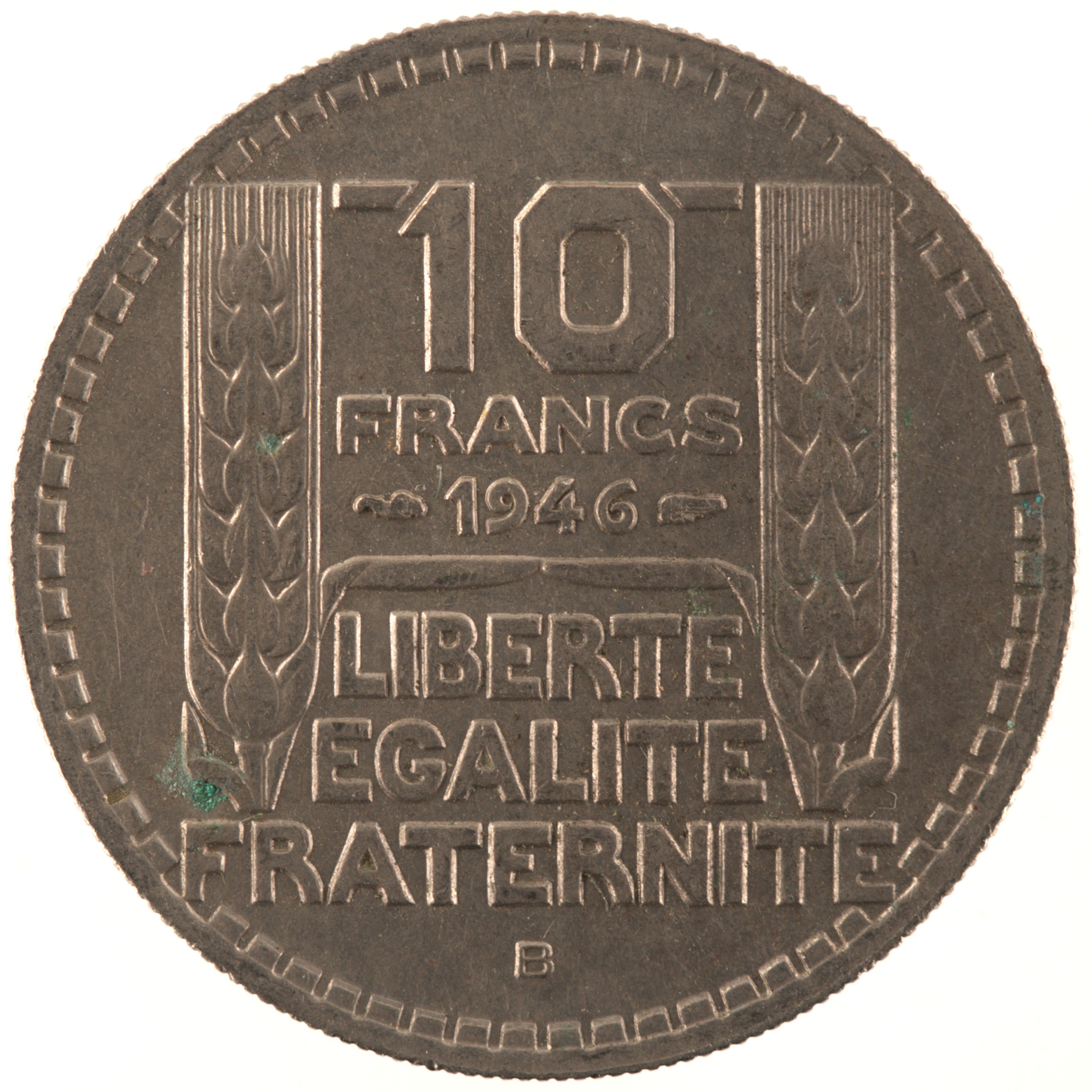 France - Pièce 10 Francs 1946 B cupro-nickel - Turin, grosse tête, rameaux courts