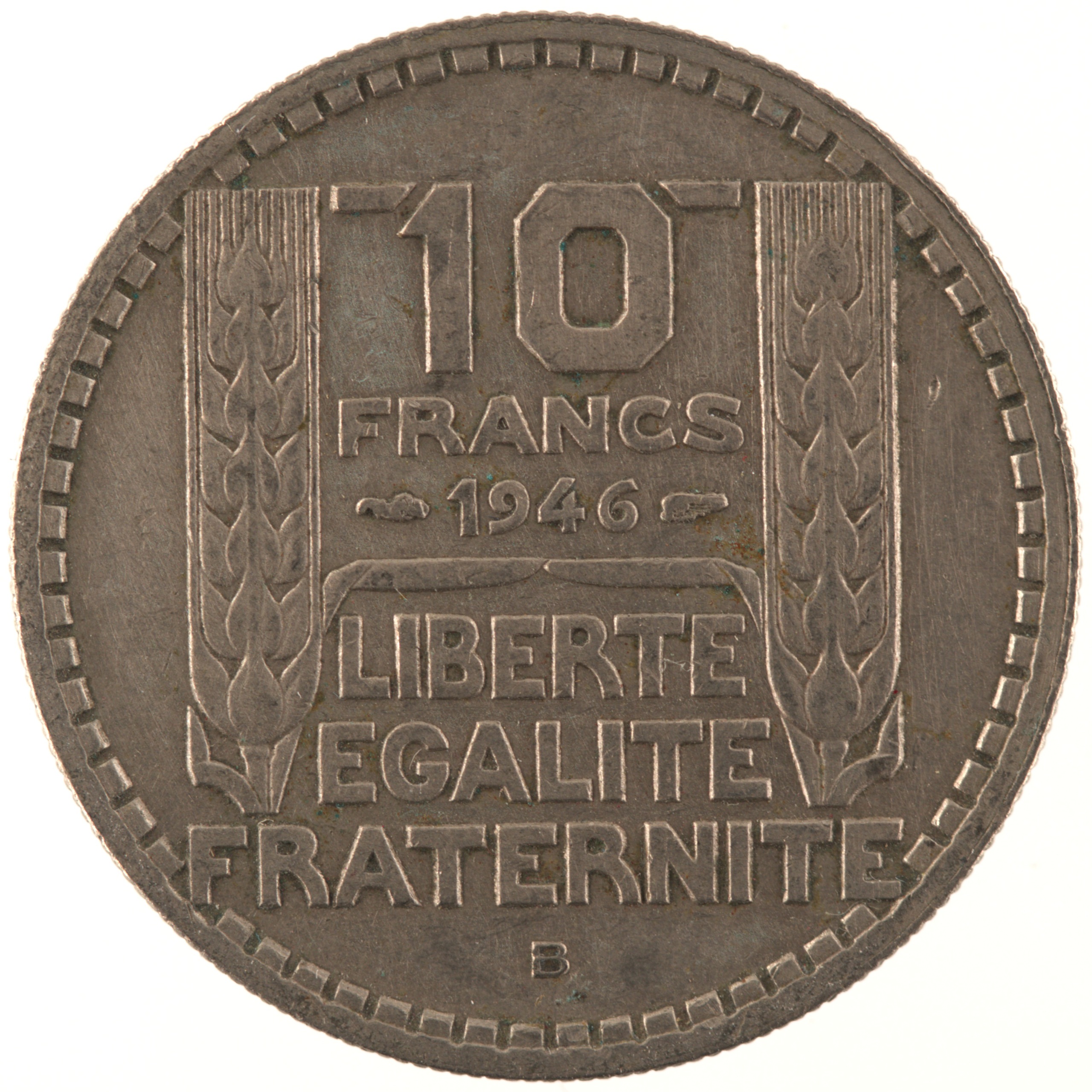 France - Pièce 10 Francs 1946 B cupro-nickel - Turin, grosse tête, rameaux courts