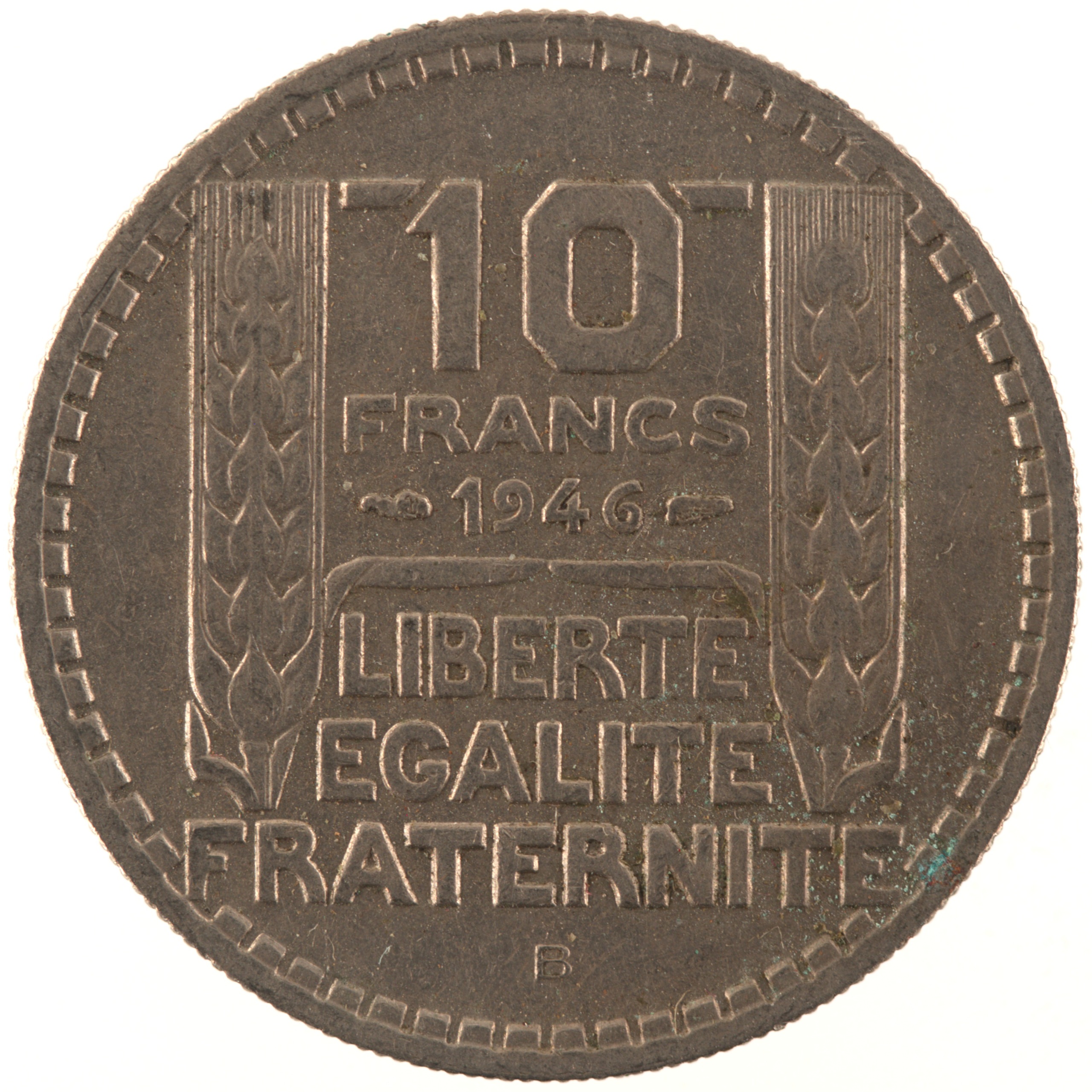France - Pièce 10 Francs 1946 B cupro-nickel - Turin, grosse tête, rameaux courts