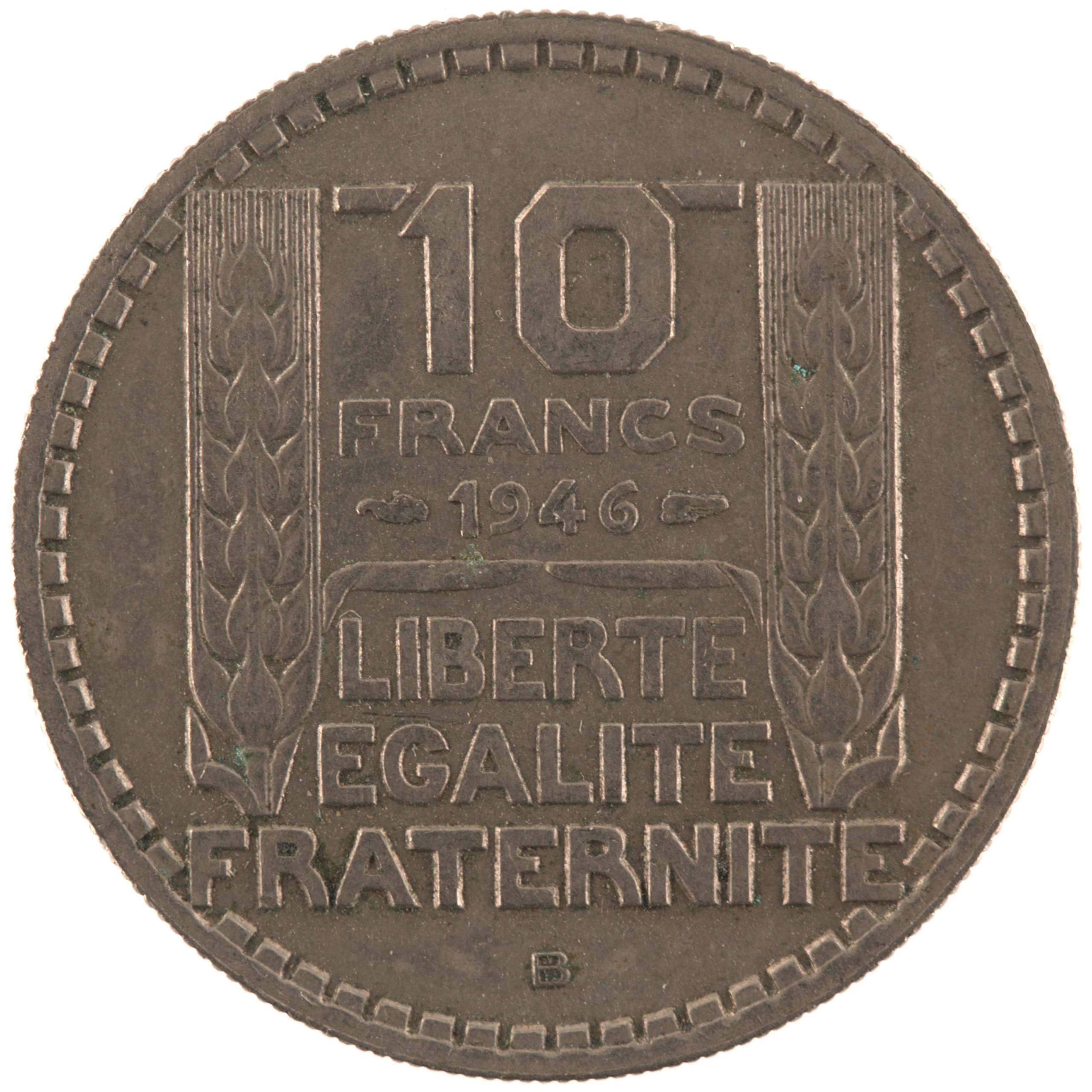 France - Pièce 10 Francs 1946 B cupro-nickel - Turin, grosse tête, rameaux courts