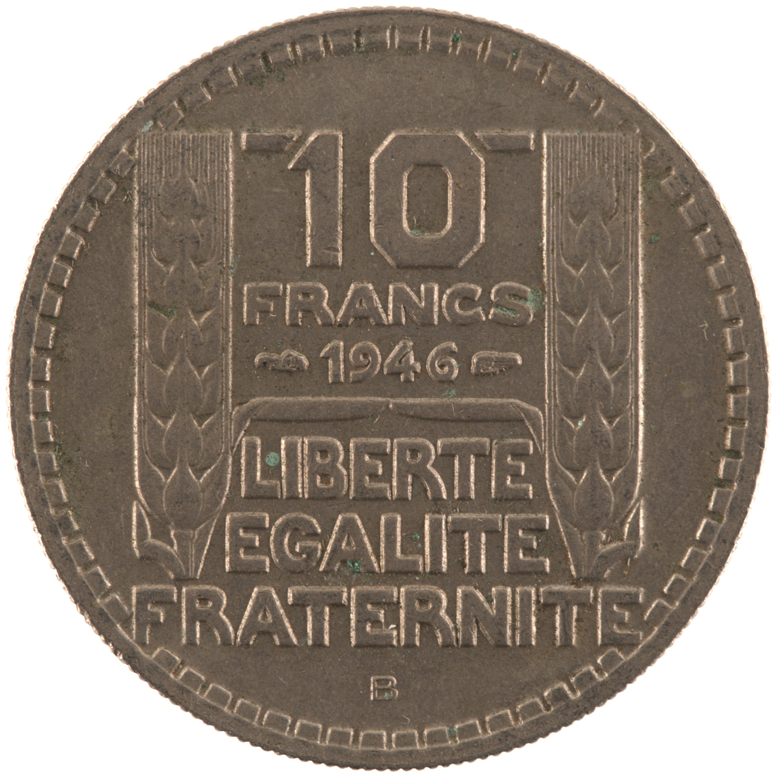 France - Pièce 10 Francs 1946 B cupro-nickel - Turin, grosse tête, rameaux courts