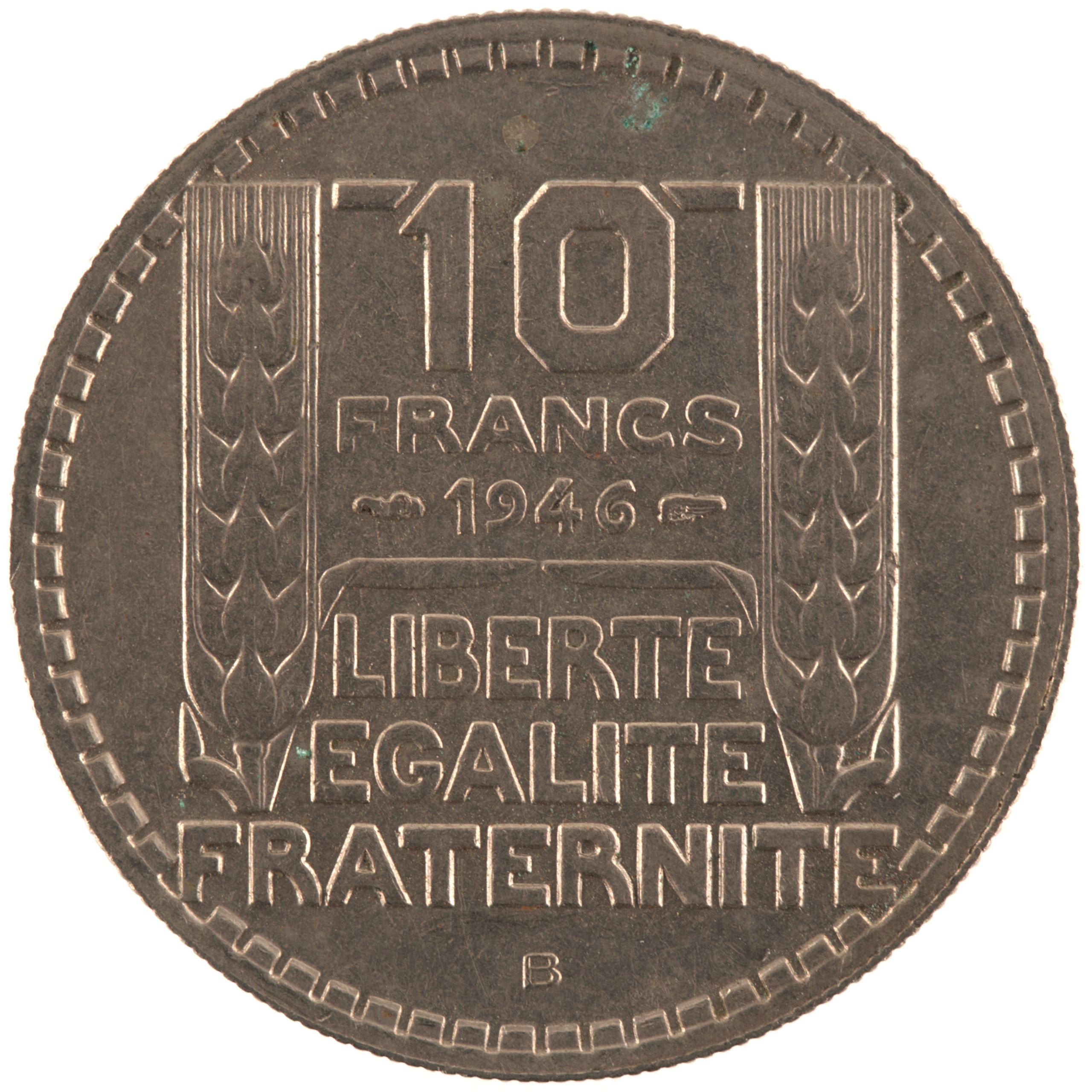 France - Pièce 10 Francs 1946 B cupro-nickel - Turin, grosse tête, rameaux courts