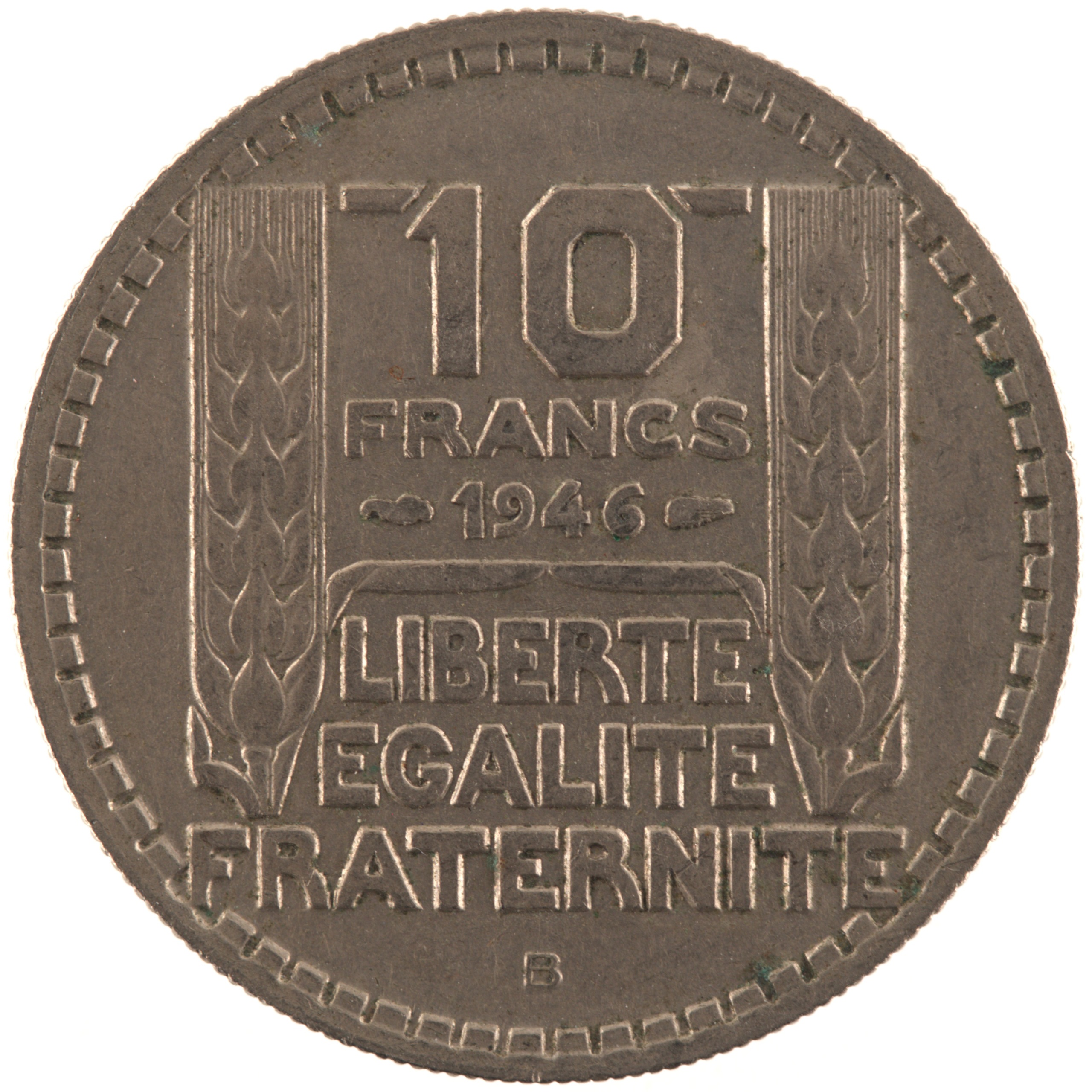 France - Pièce 10 Francs 1946 B cupro-nickel - Turin, grosse tête, rameaux courts