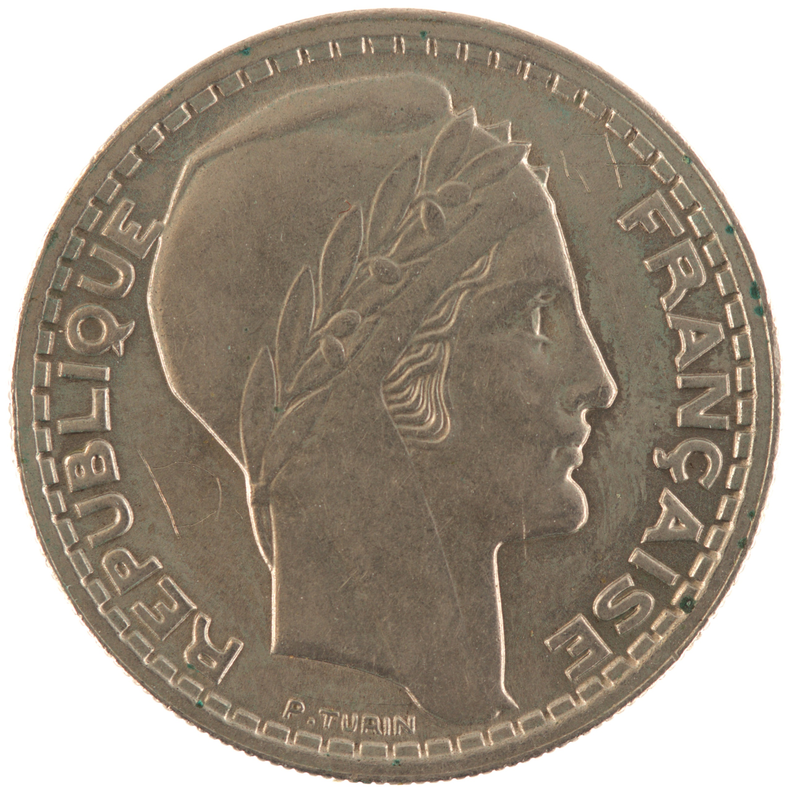 France - Pièce 10 Francs 1947 cupro-nickel - Turin, grosse tête, rameaux courts – Image 2