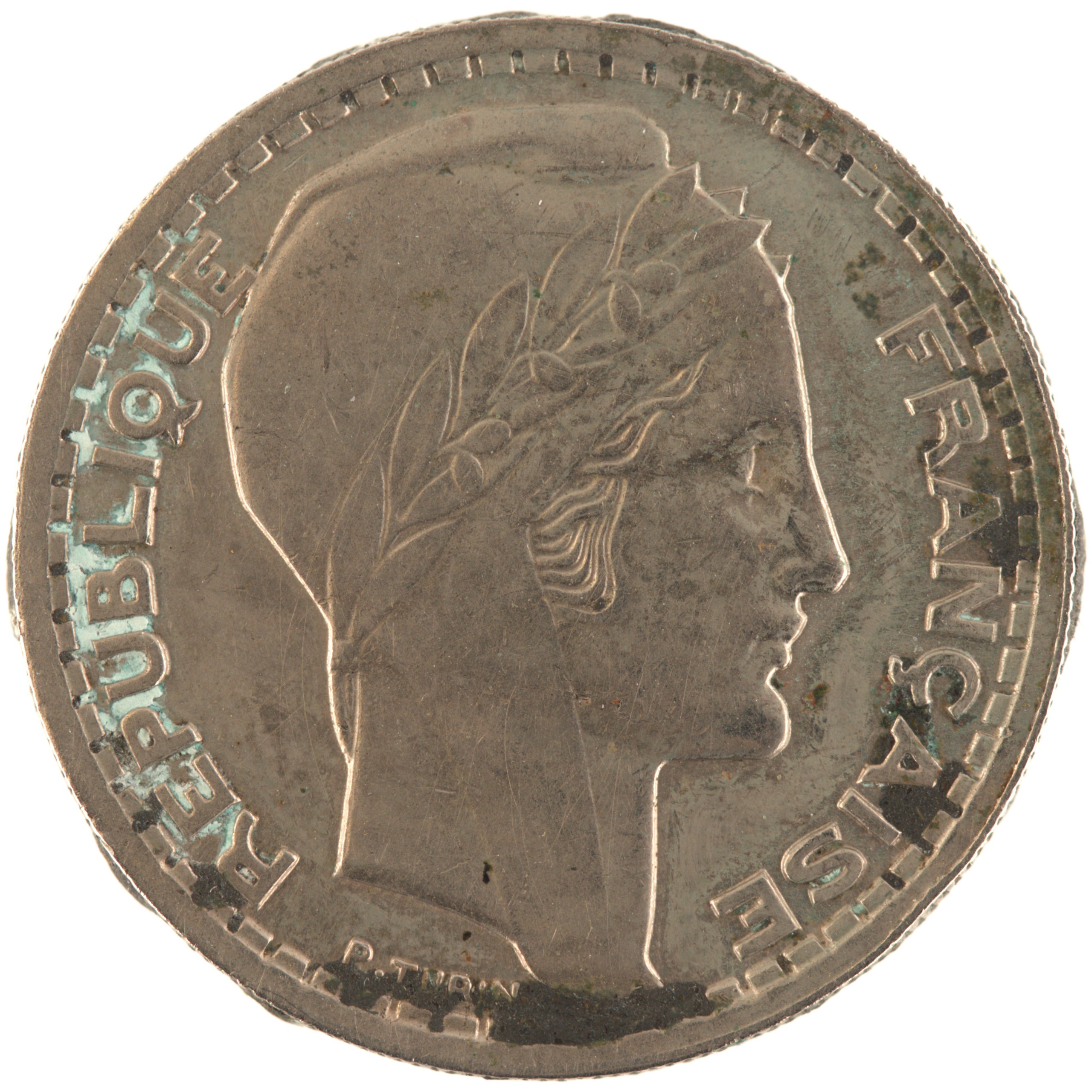 France - Pièce 10 Francs 1947 cupro-nickel - Turin, grosse tête, rameaux courts – Image 2