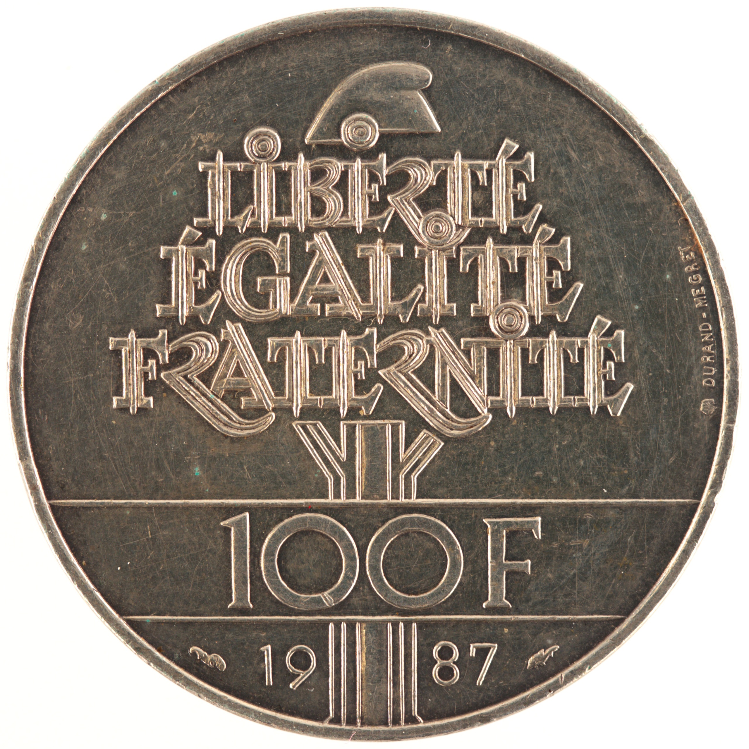 France - Pièce 100 Francs 1987 argent - La Fayette et l'Egalité – Image 2