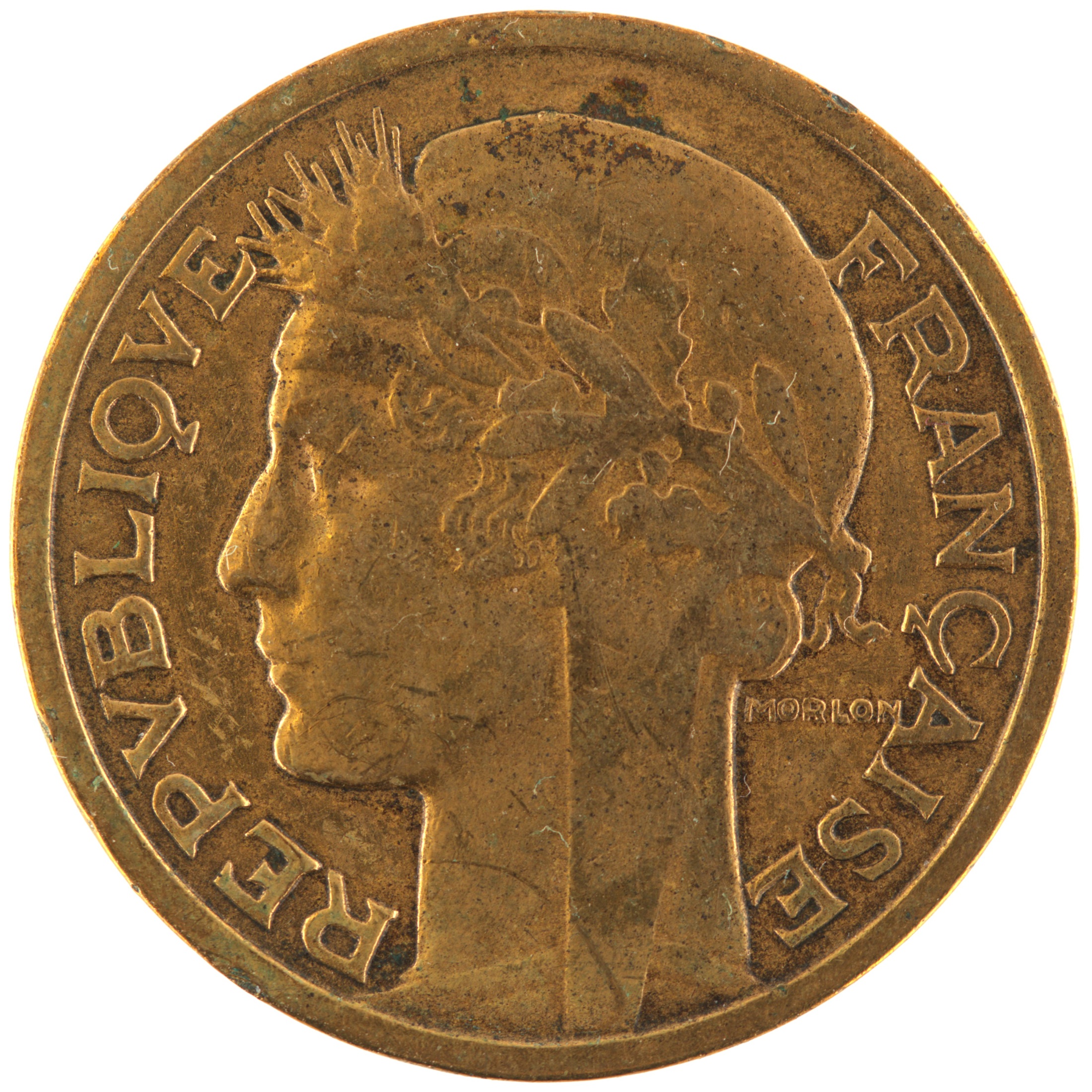 France - Pièce 2 Francs 1933 bronze-aluminium - Morlon (avec raisin) – Image 2