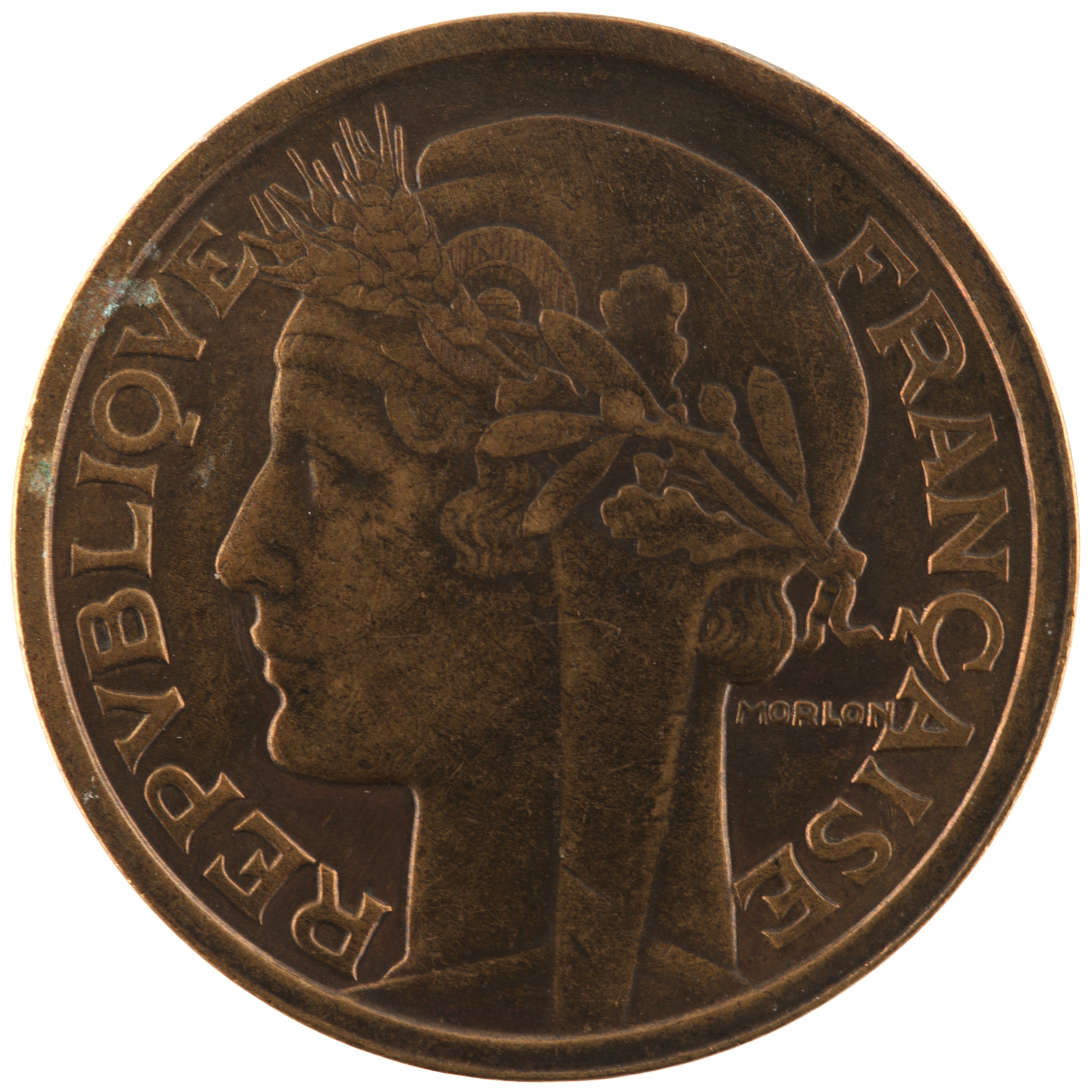 France - Pièce 2 Francs 1938 bronze-aluminium - Morlon – Image 2