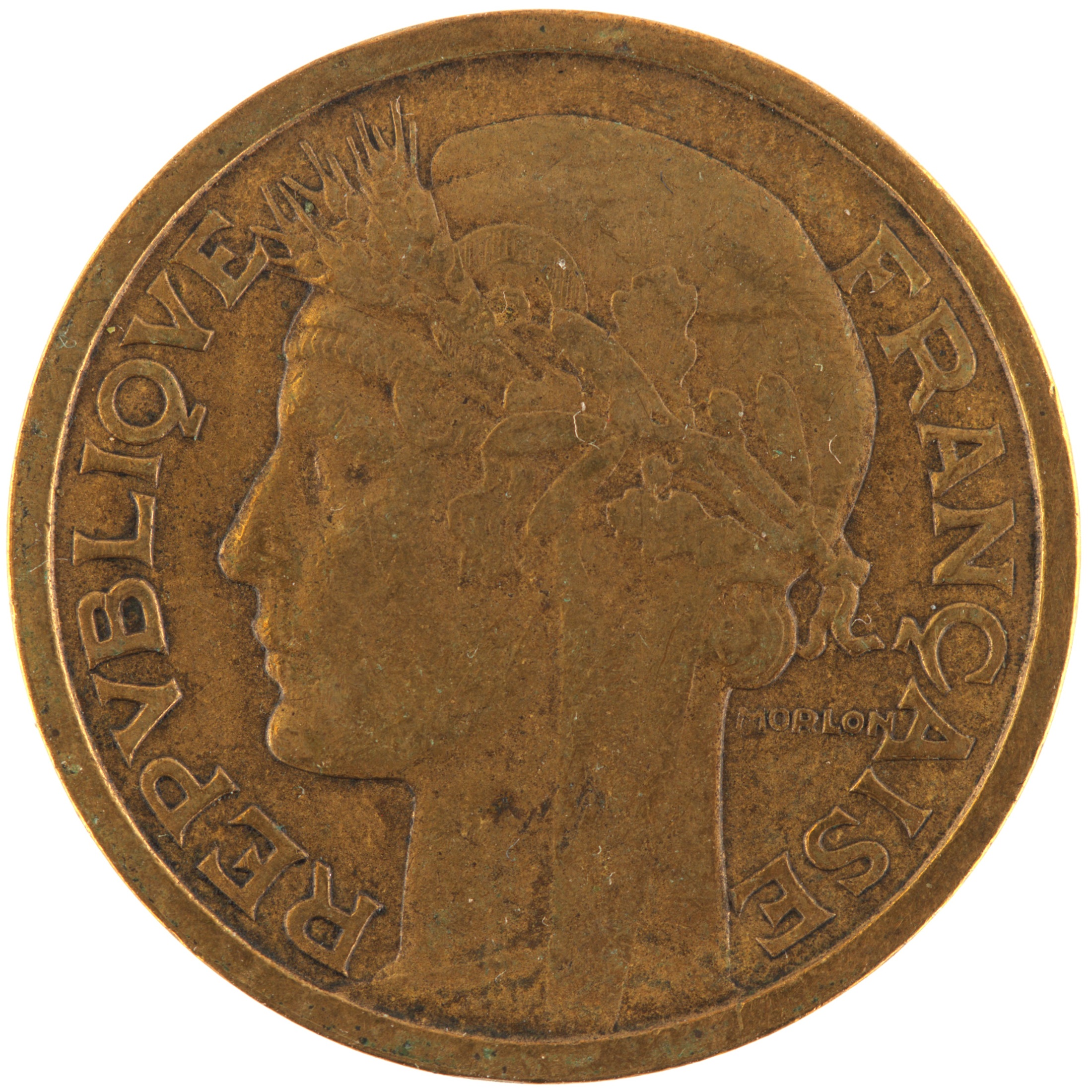 France - Pièce 2 Francs 1938 bronze-aluminium - Morlon – Image 2