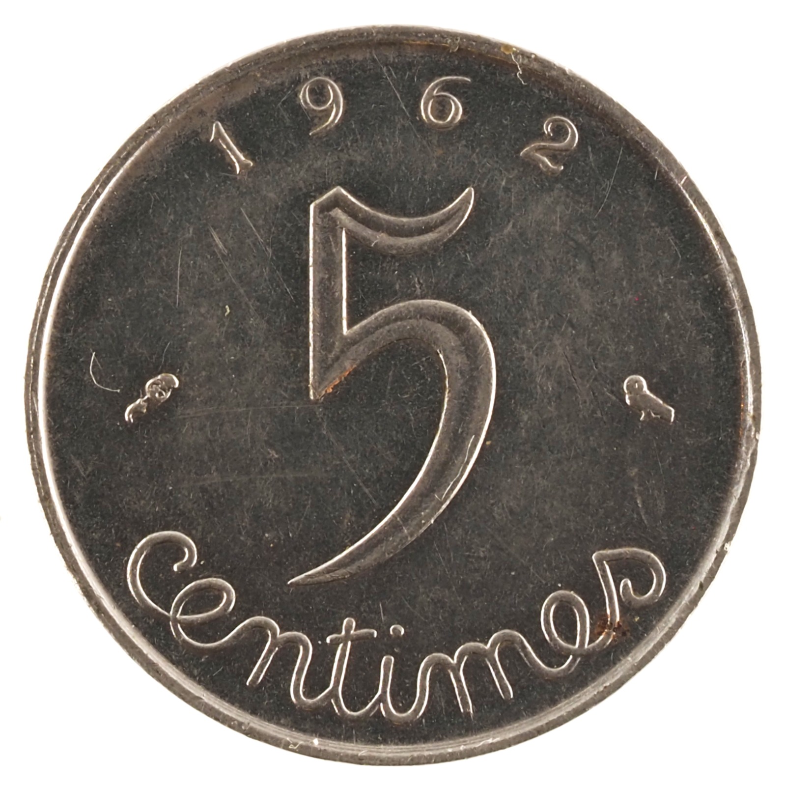 France - Pièce 5 Centimes 1962 acier inoxydable - Epi