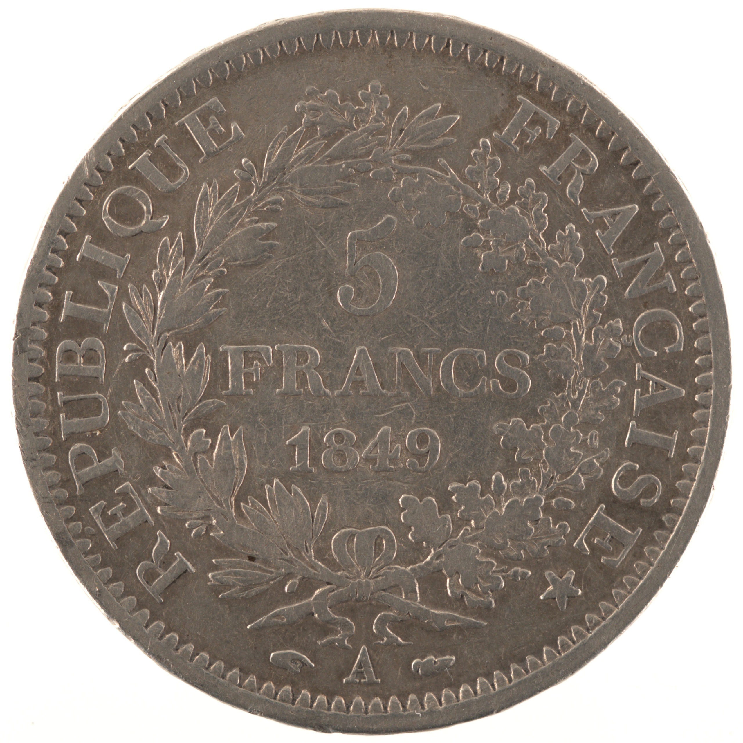 France - Pièce 5 Francs 1849 A argent - Hercule (Deuxième République)