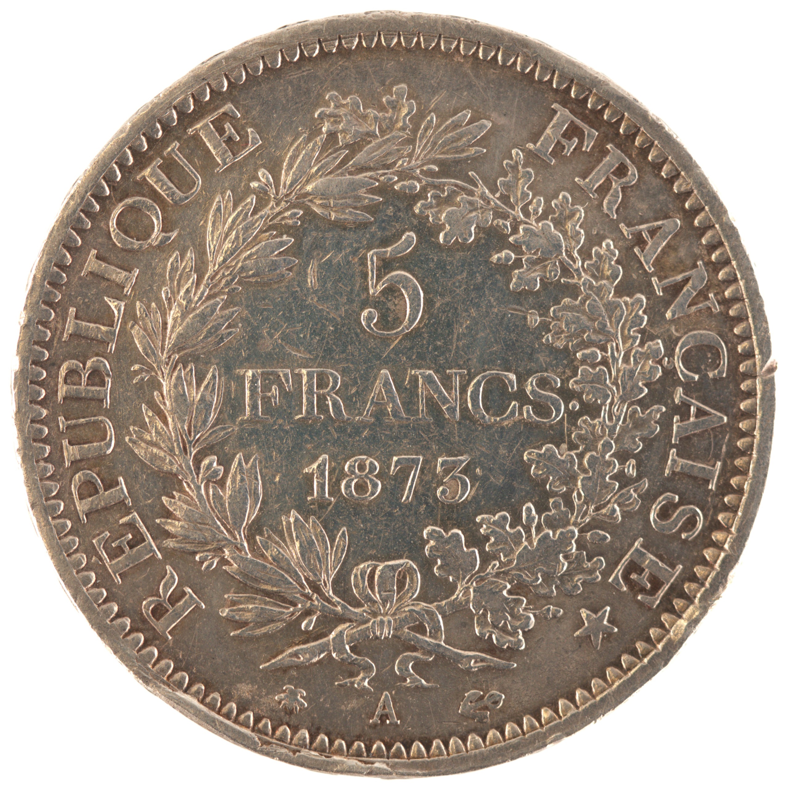 France - Pièce 5 Francs 1873 A argent - Hercule (Troisième République)