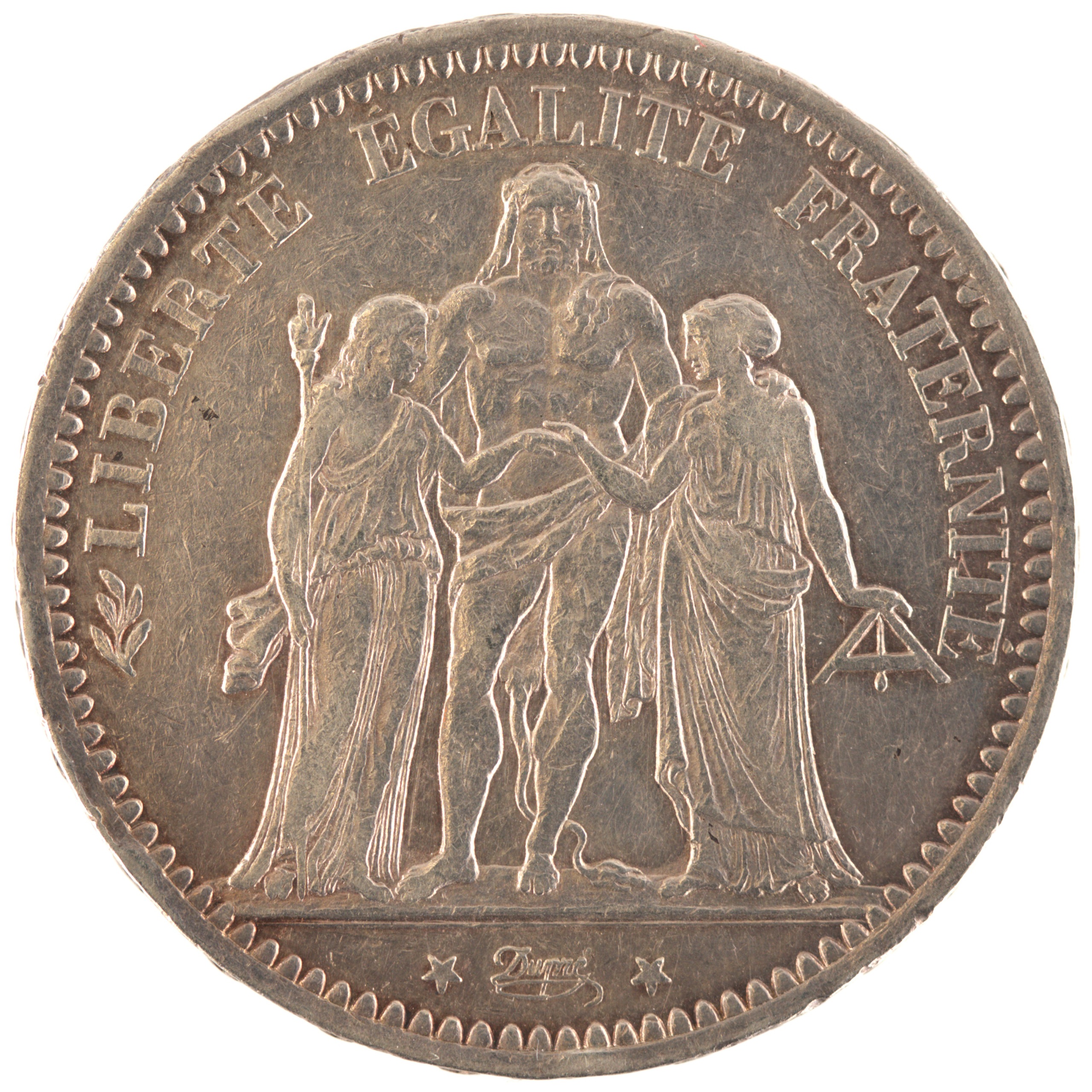 France - Pièce 5 Francs 1873 A argent - Hercule (Troisième République, ancre décalée à droite) – Image 2