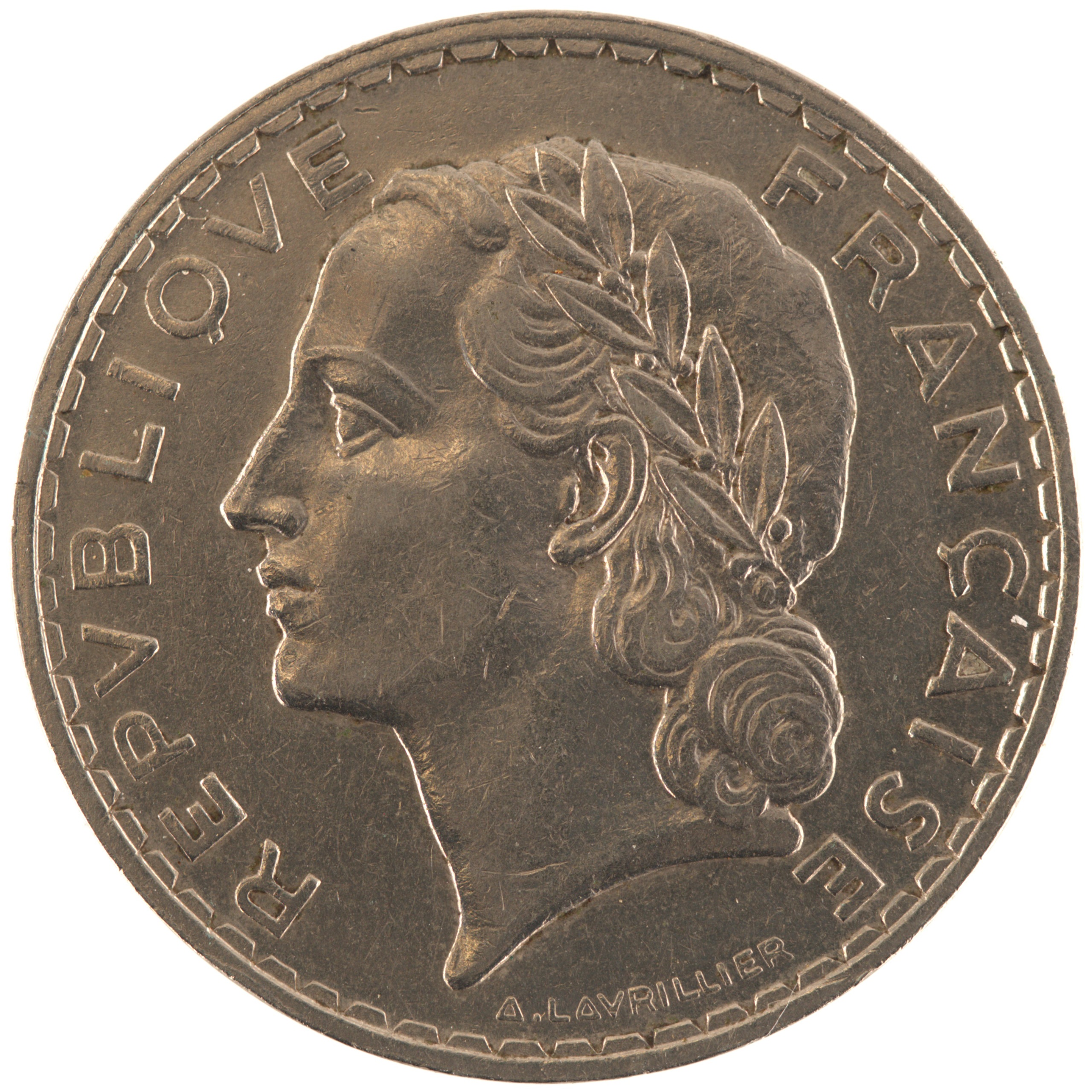 France - Pièce 5 Francs 1933 nickel - Lavrillier – Image 2
