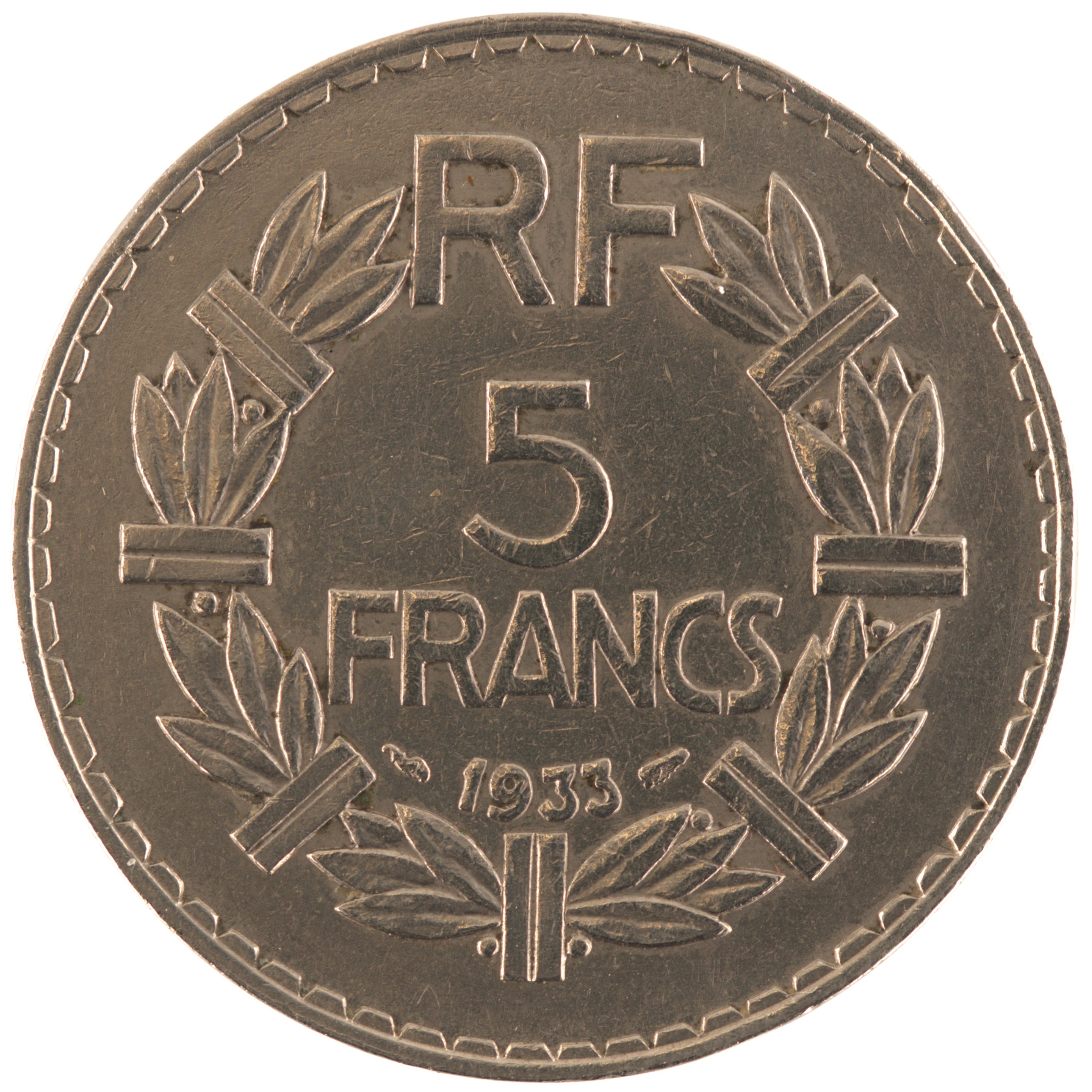France - Pièce 5 Francs 1933 nickel - Lavrillier