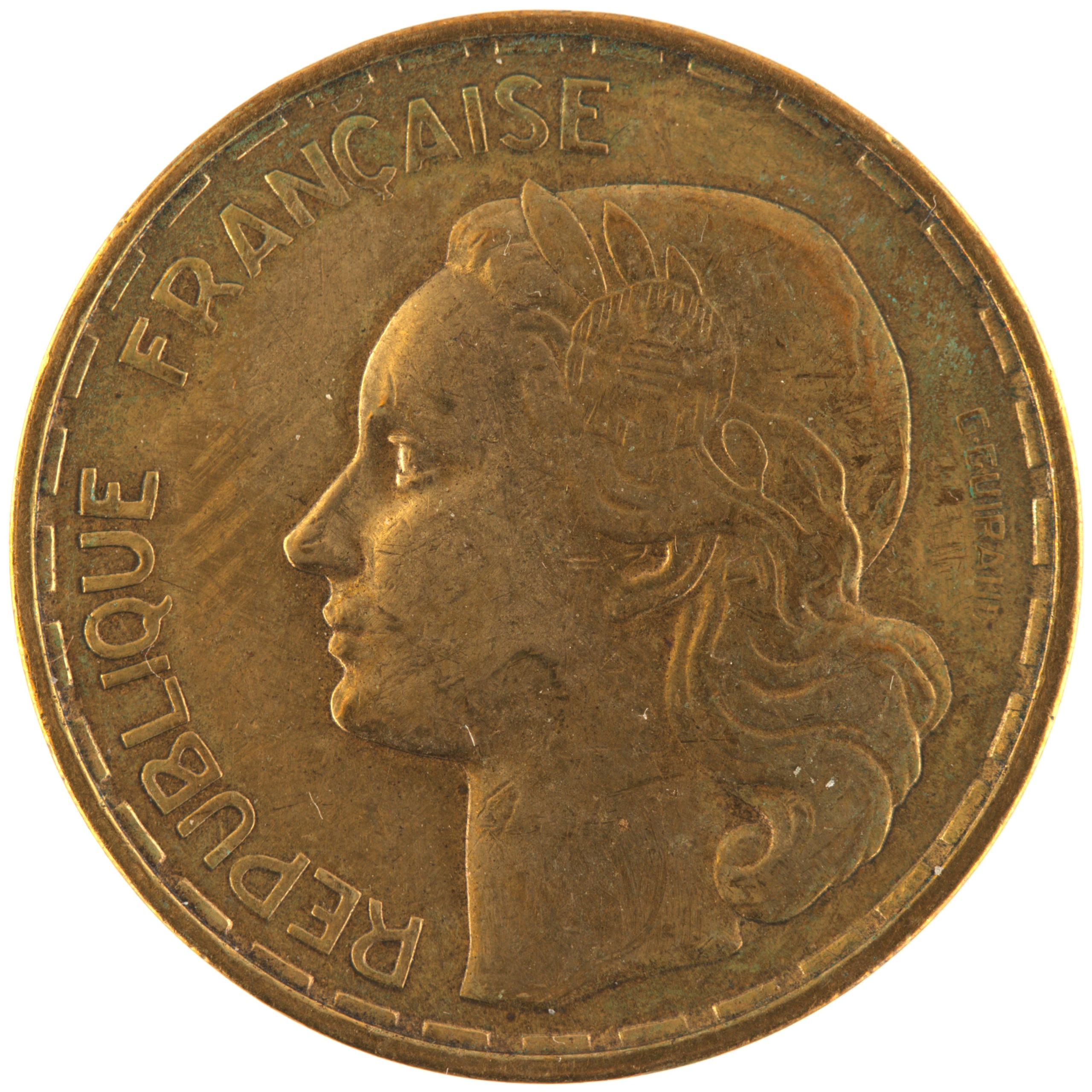 France - Pièce 50 Francs 1953 bronze-aluminium - Guiraud – Image 2