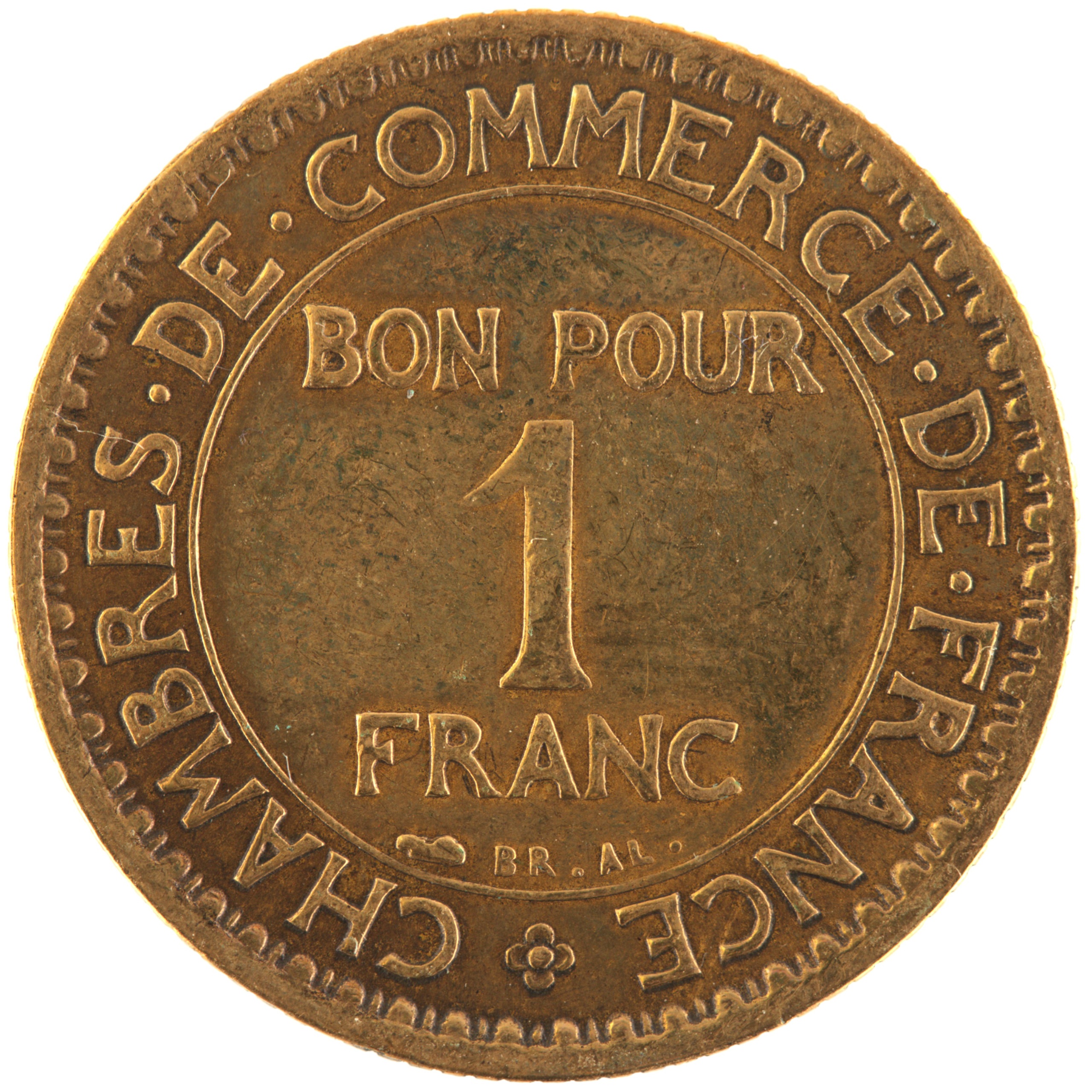 France - Pièce Bon pour 1 Franc 1921 bronze-aluminium - Chambres de Commerce – Image 2