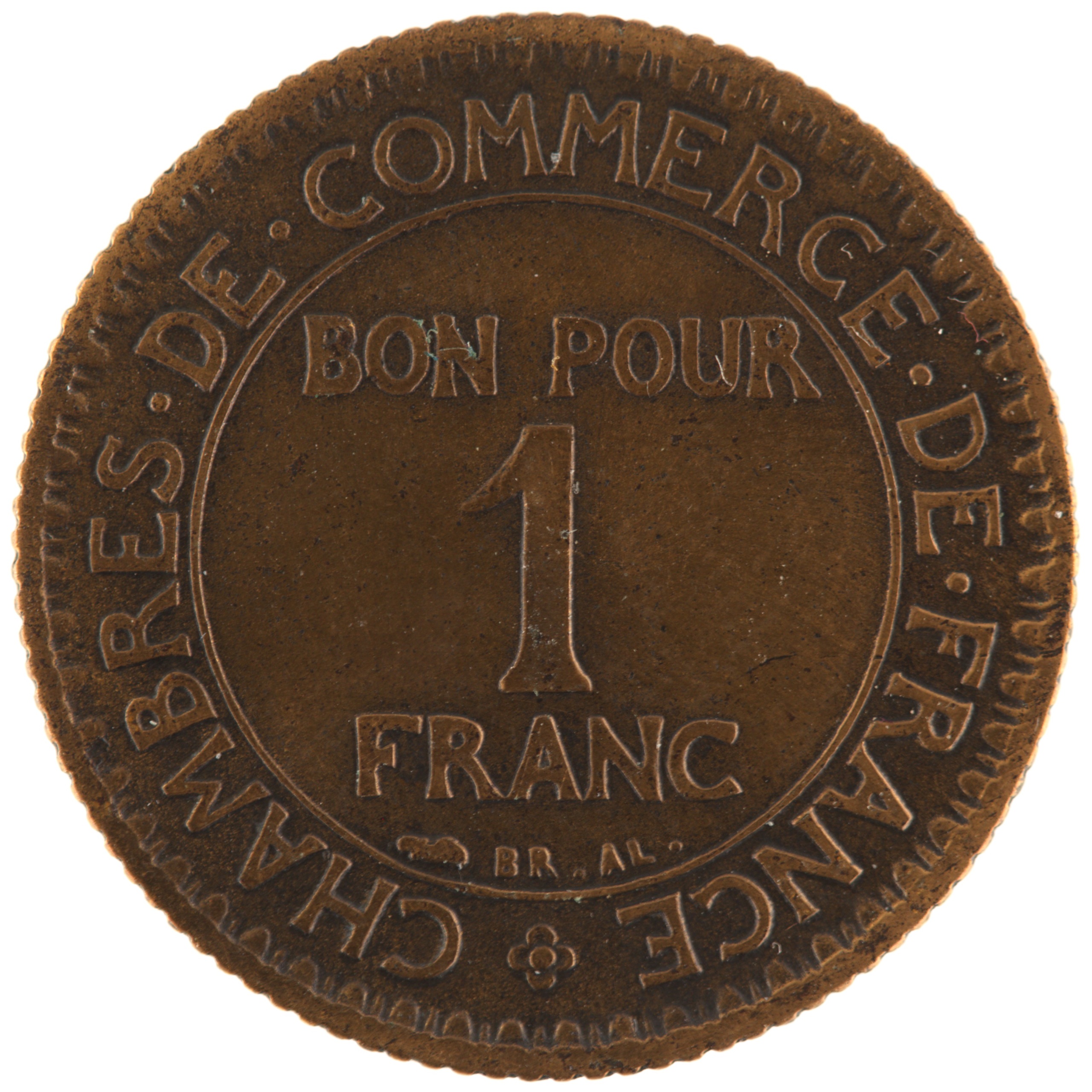France - Pièce Bon pour 1 Franc 1922 bronze-aluminium - Chambres de Commerce – Image 2