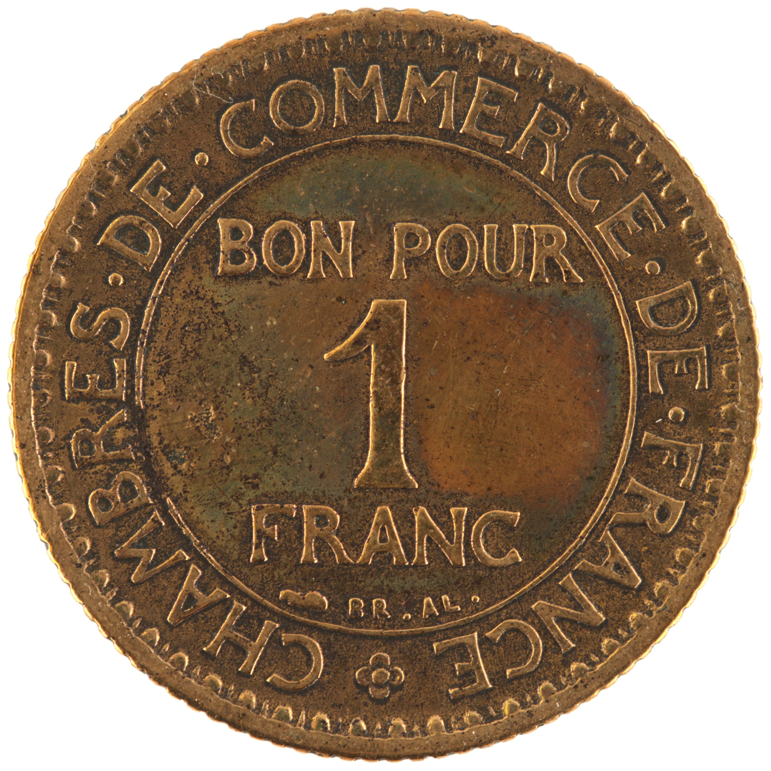 France - Pièce Bon pour 1 Franc 1922 bronze-aluminium - Chambres de Commerce – Image 2